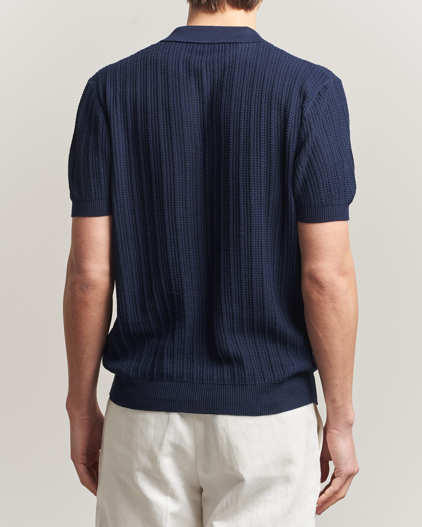 Uomini | Polo | Morgano | Structured Knitted Polo Navy