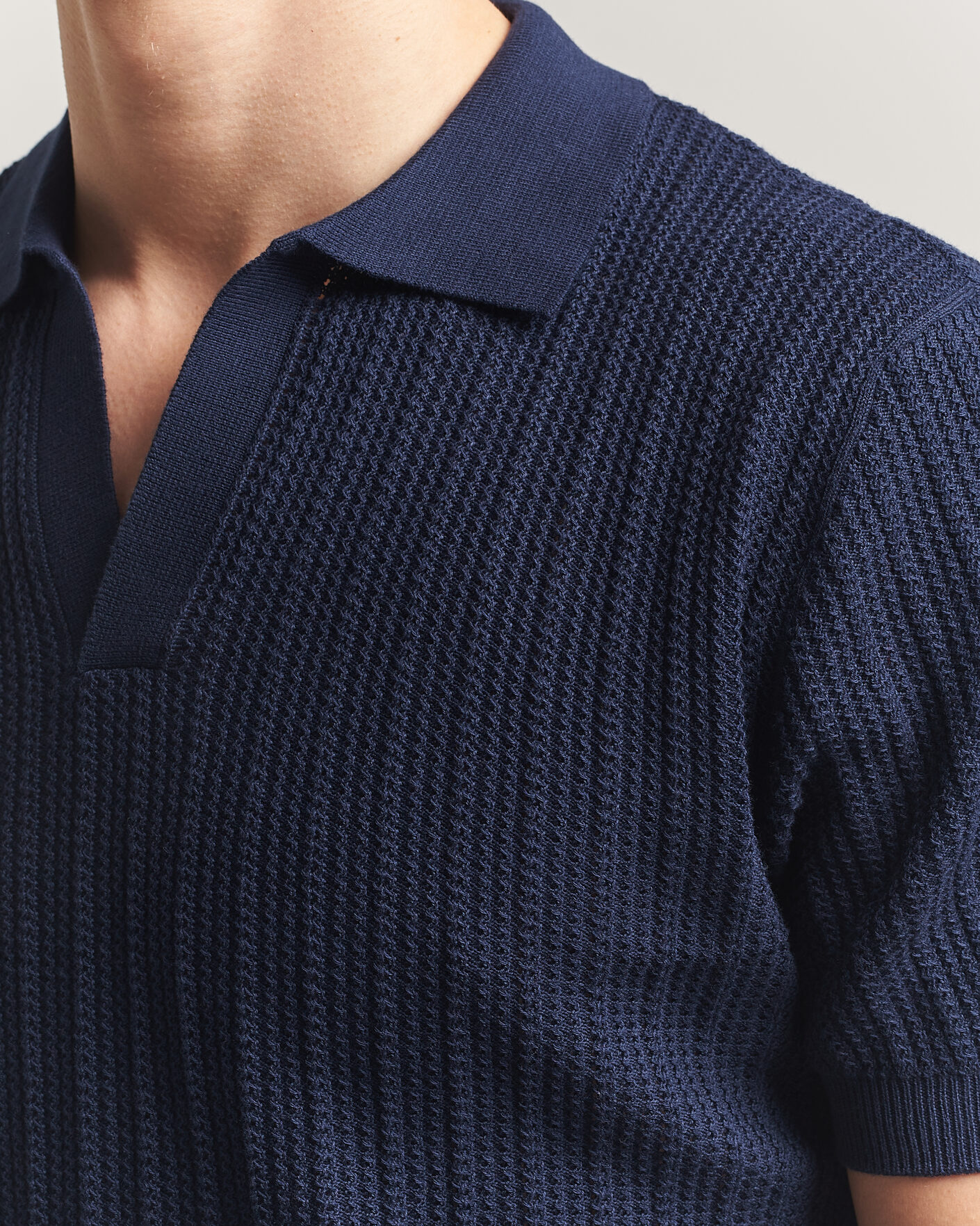 Uomini | Polo | Morgano | Structured Knitted Polo Navy