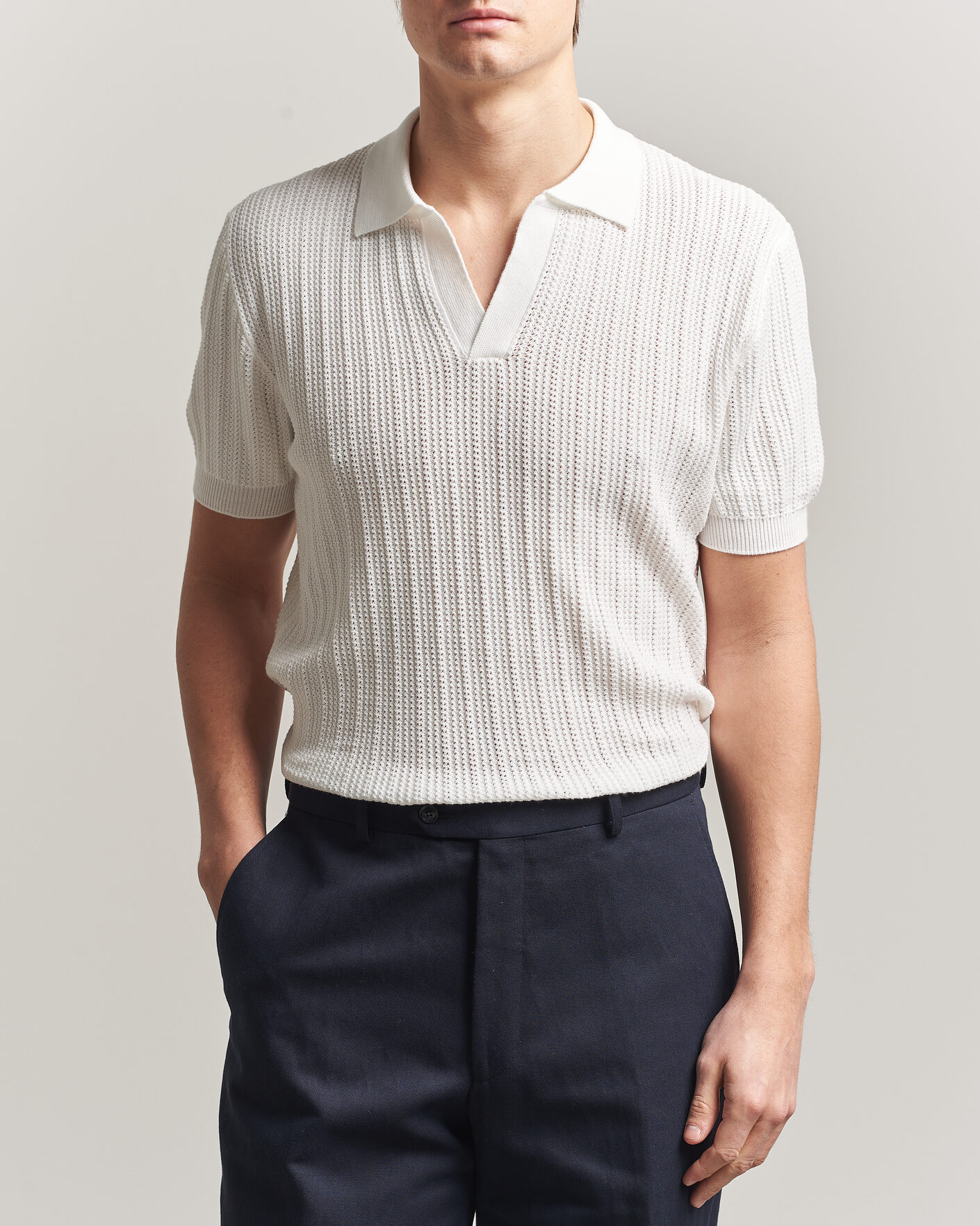 Uomini | Polo | Morgano | Structured Knitted Polo White