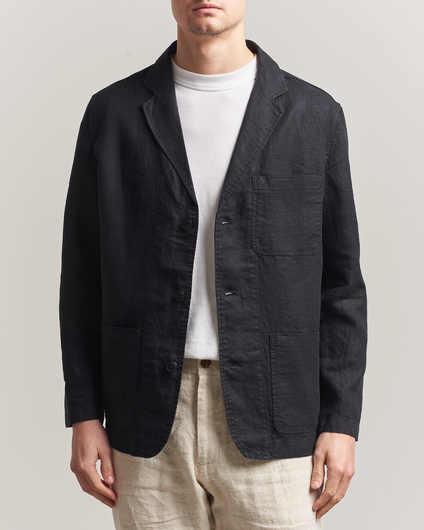 Uomini | Blazers | KnowledgeCotton Apparel | Linen Blazer Black