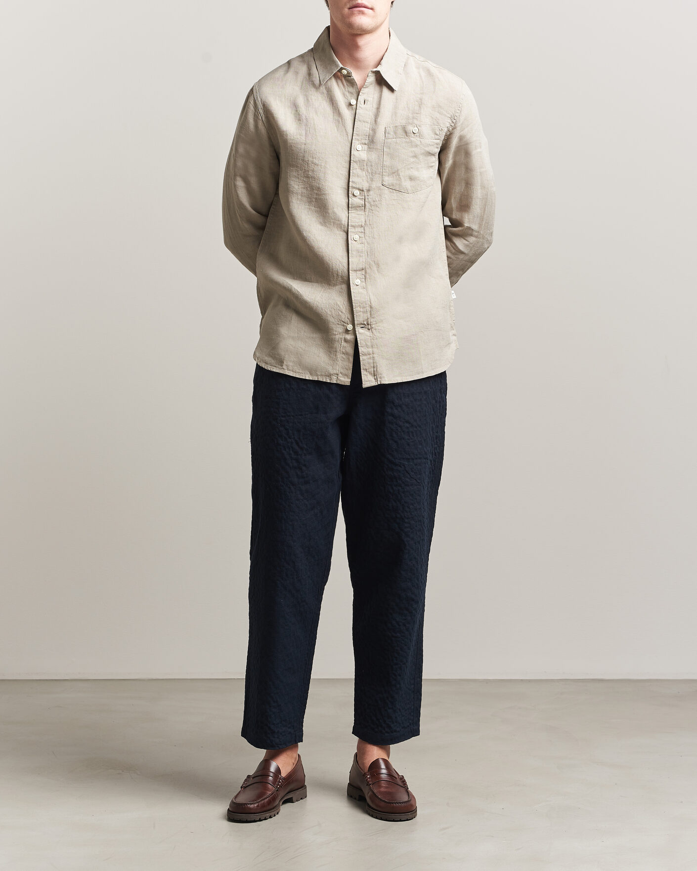 Uomini | Camicie | KnowledgeCotton Apparel | Regular Linen Shirt Twill