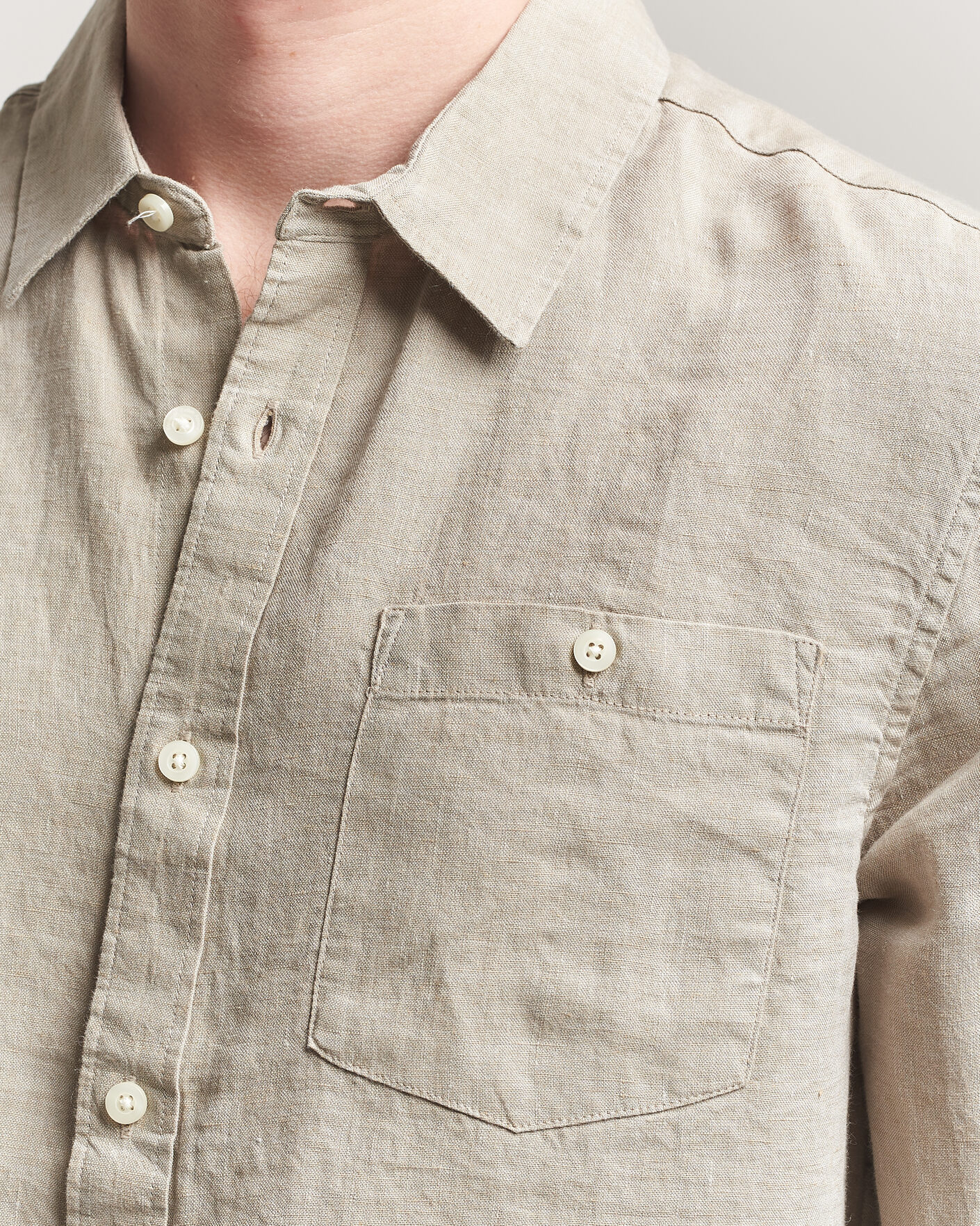Uomini | Camicie | KnowledgeCotton Apparel | Regular Linen Shirt Twill