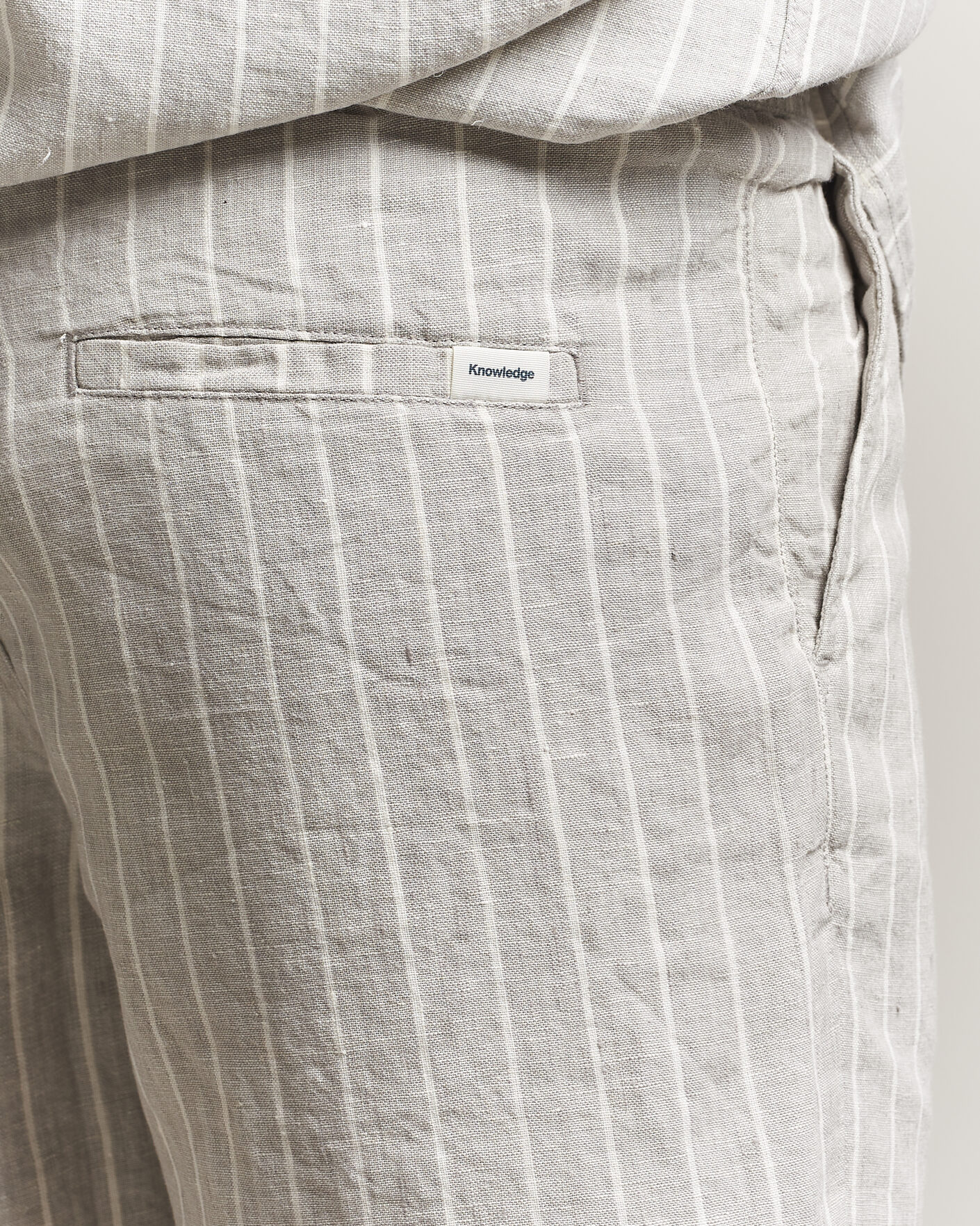 Uomini | Pantaloncini | KnowledgeCotton Apparel | Striped Loose Linen Shorts Grey