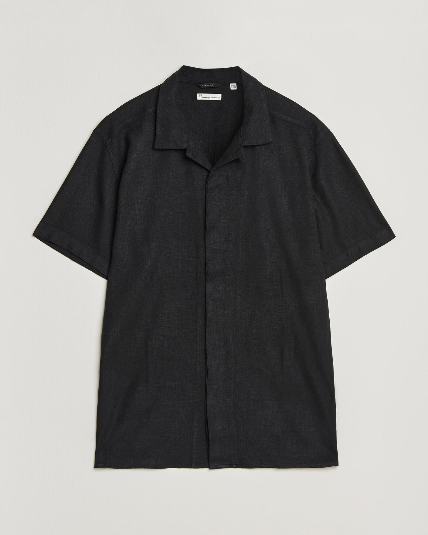 Uomini | Camicie | KnowledgeCotton Apparel | Linen/Lyocell Resort Shirt Black
