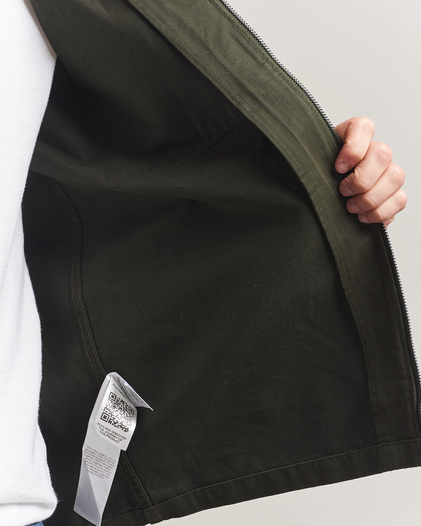 Uomini | Camicie | KnowledgeCotton Apparel | Cotton Twill Stretch Zip Overshirt Forest Night