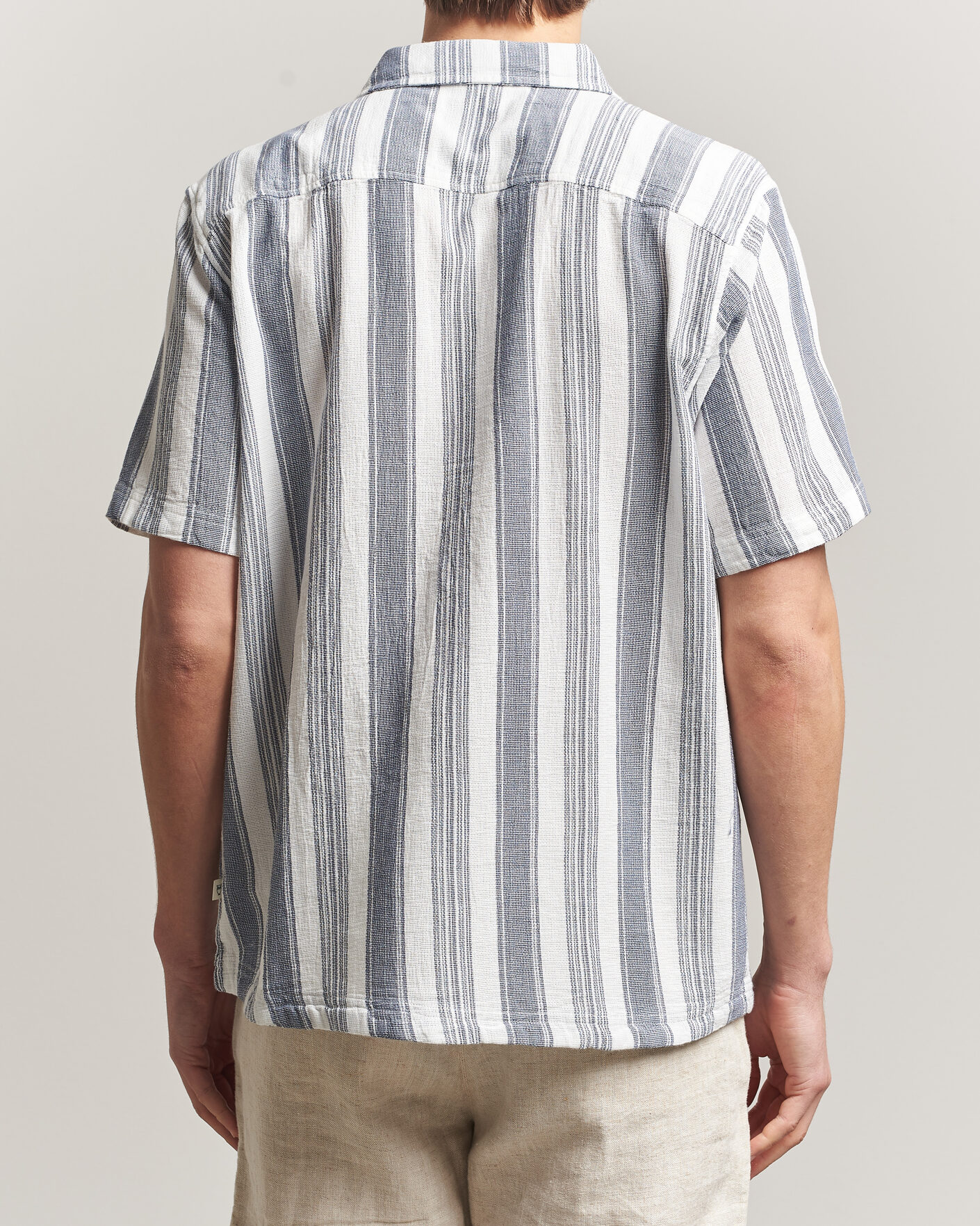 Uomini | Camicie | KnowledgeCotton Apparel | Box Short Sleeve Stripe Shirt Blue Stripe