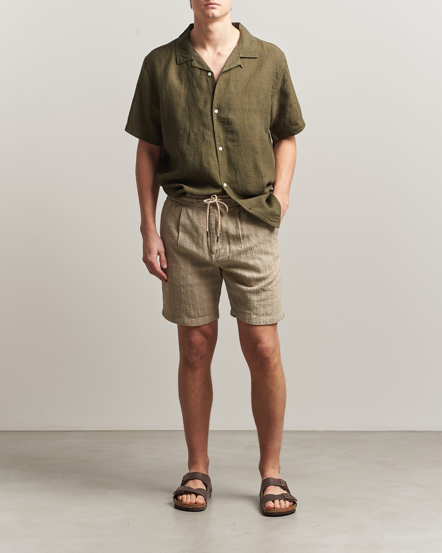 Uomini | Pantaloncini | KnowledgeCotton Apparel | Structured Cotton Dobby Shorts Twill