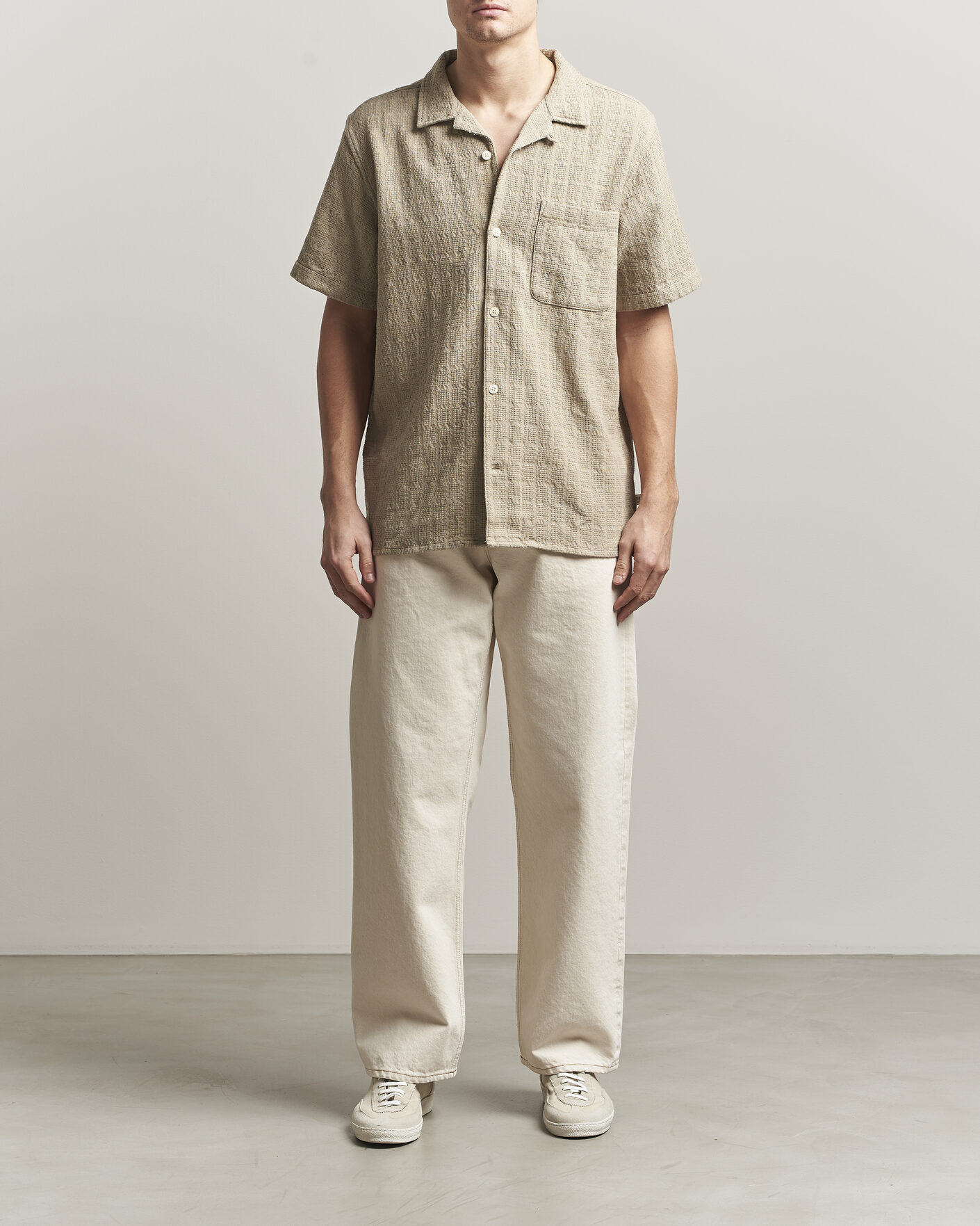 Uomini | Camicie | KnowledgeCotton Apparel | Structured Cotton Dobby Shirt Twill