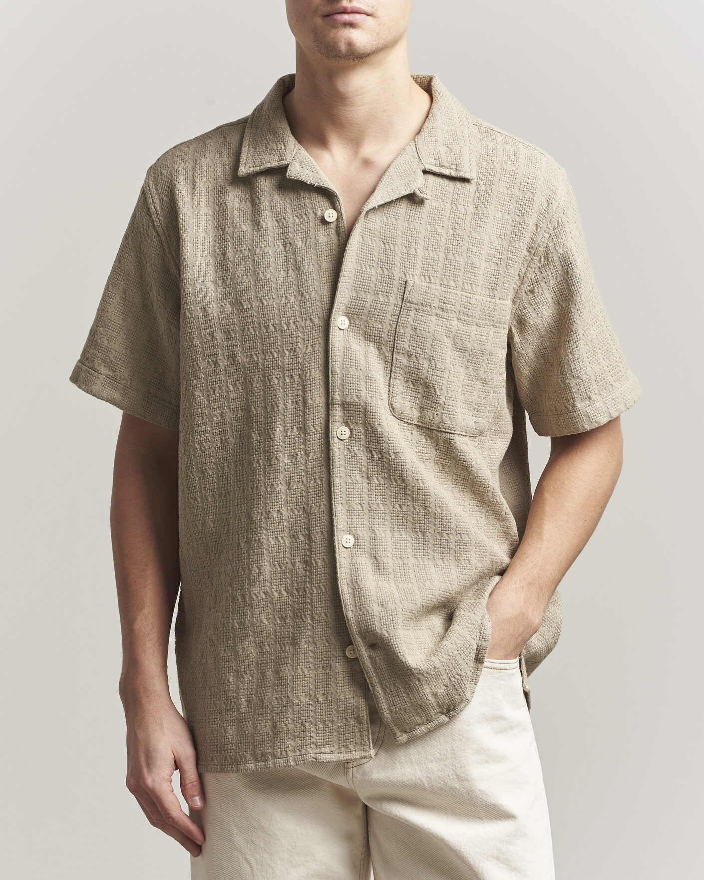 Uomini | Camicie | KnowledgeCotton Apparel | Structured Cotton Dobby Shirt Twill