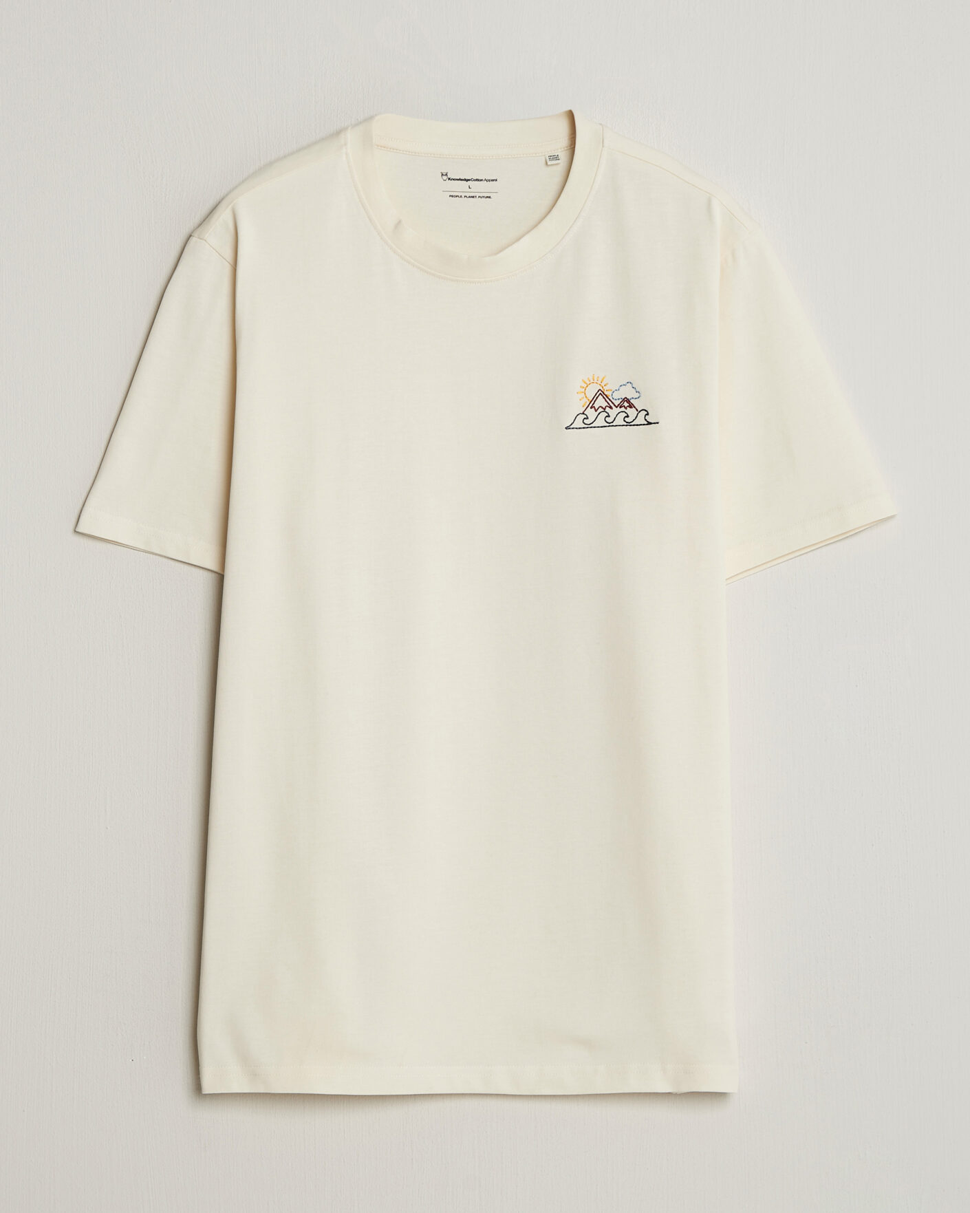 Uomini | T-shirt | KnowledgeCotton Apparel | Chest Print T-Shirt Egret