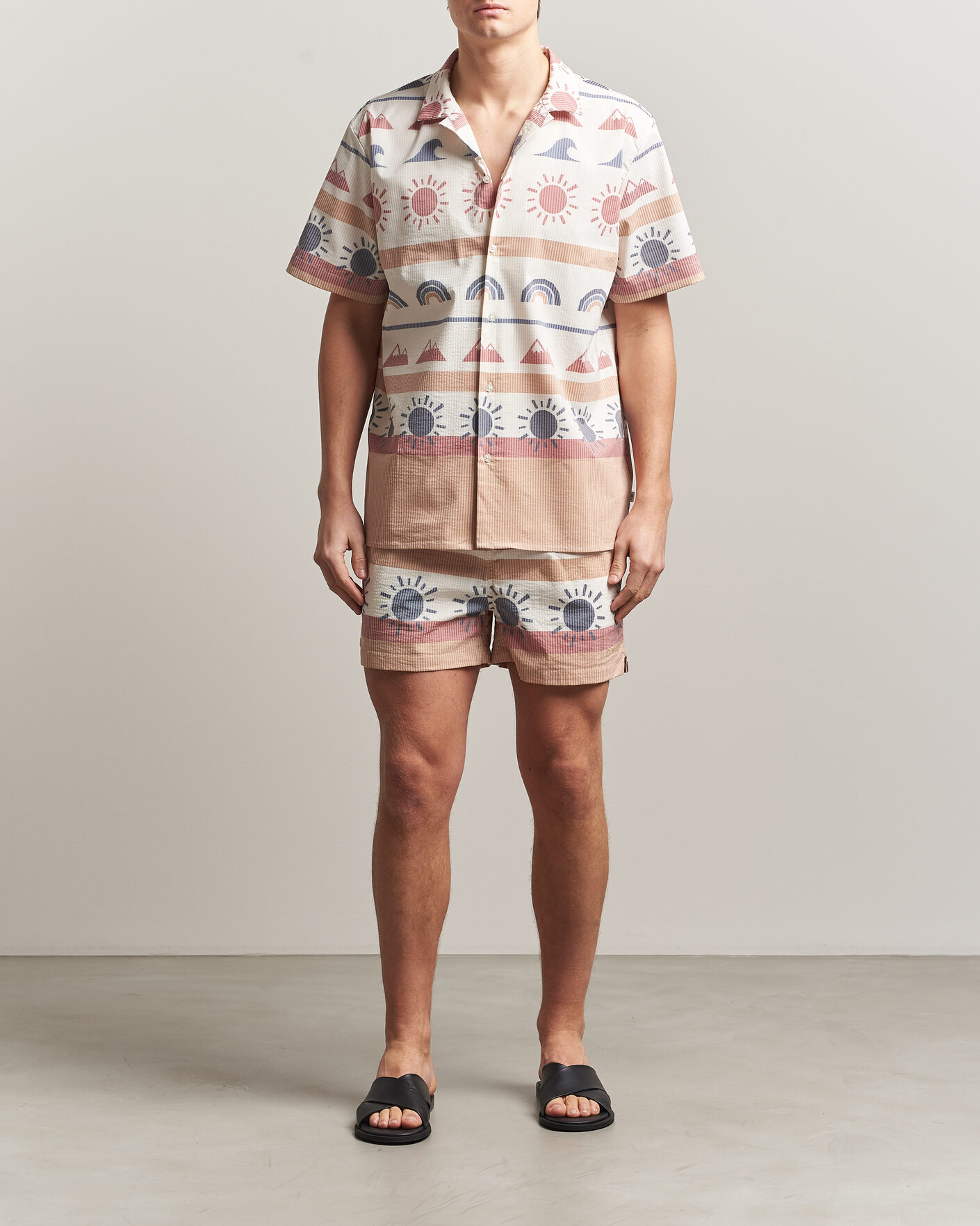 Uomini | Camicie | KnowledgeCotton Apparel | Relaxed Printed AOP Short Sleeve Shirt Multi