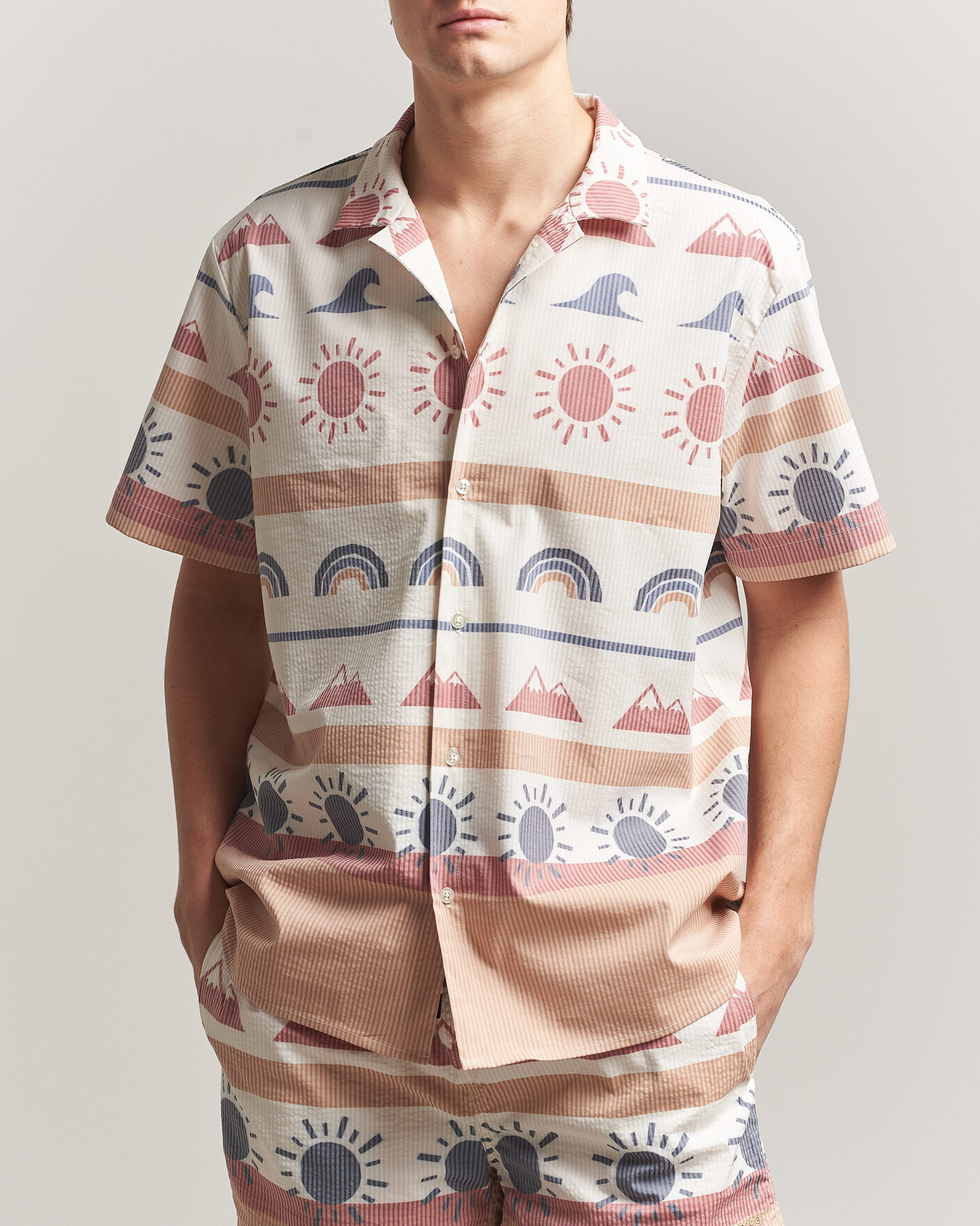 Uomini | Camicie | KnowledgeCotton Apparel | Relaxed Printed AOP Short Sleeve Shirt Multi