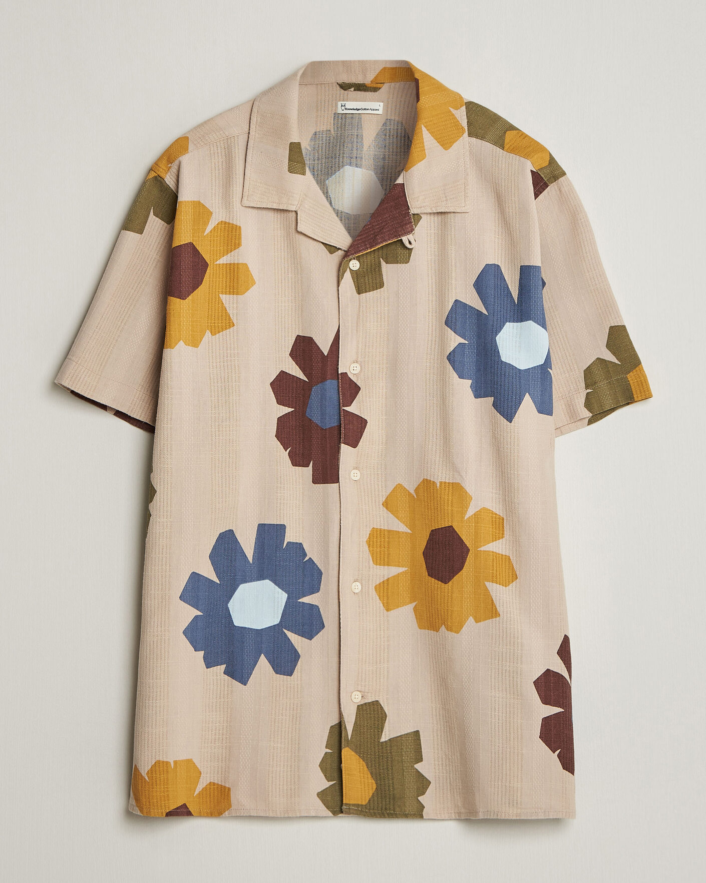 Uomini | Camicie | KnowledgeCotton Apparel | Relaxed Printed Cotton Short Sleeve Shirt Multi