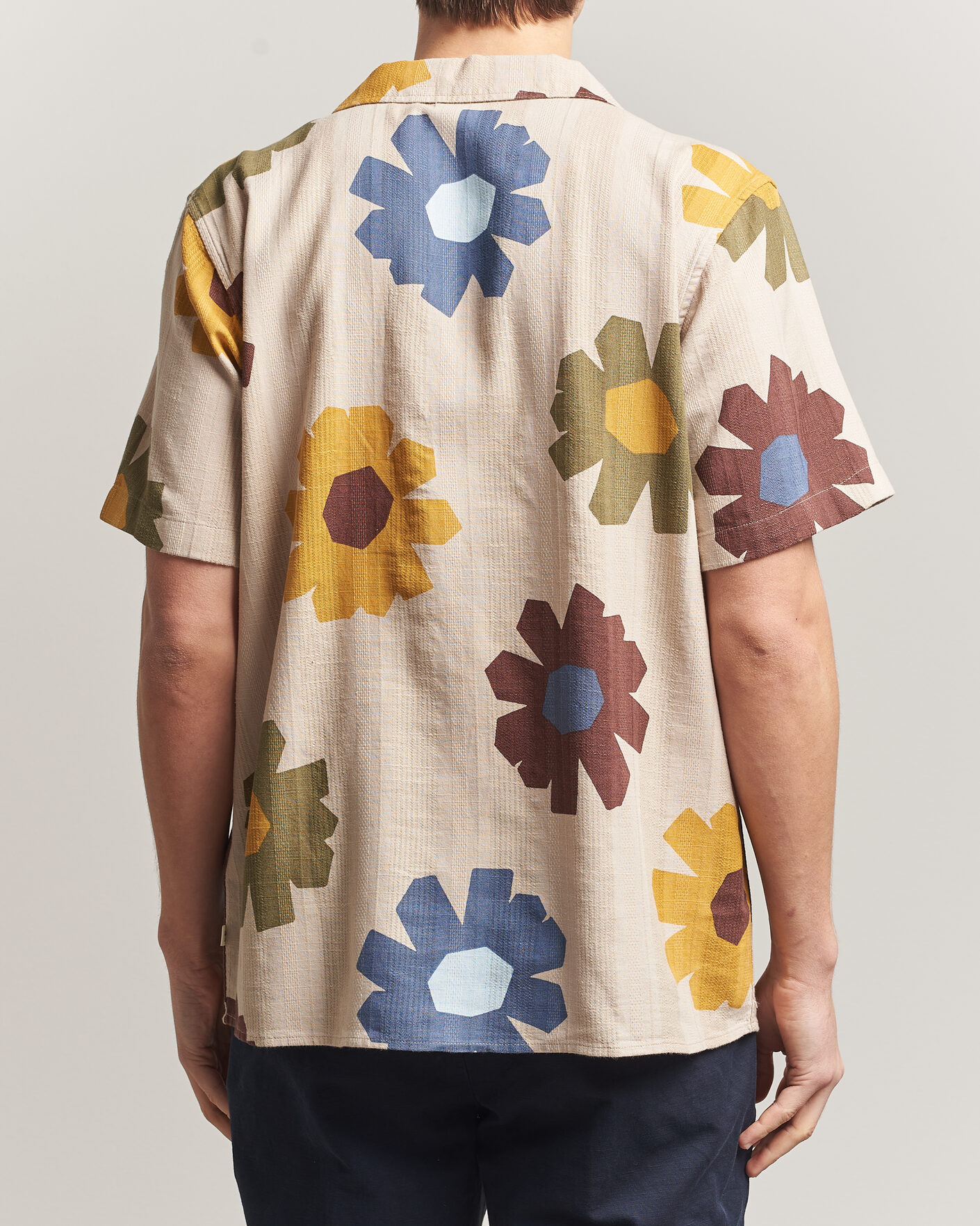 Uomini | Camicie | KnowledgeCotton Apparel | Relaxed Printed Cotton Short Sleeve Shirt Multi