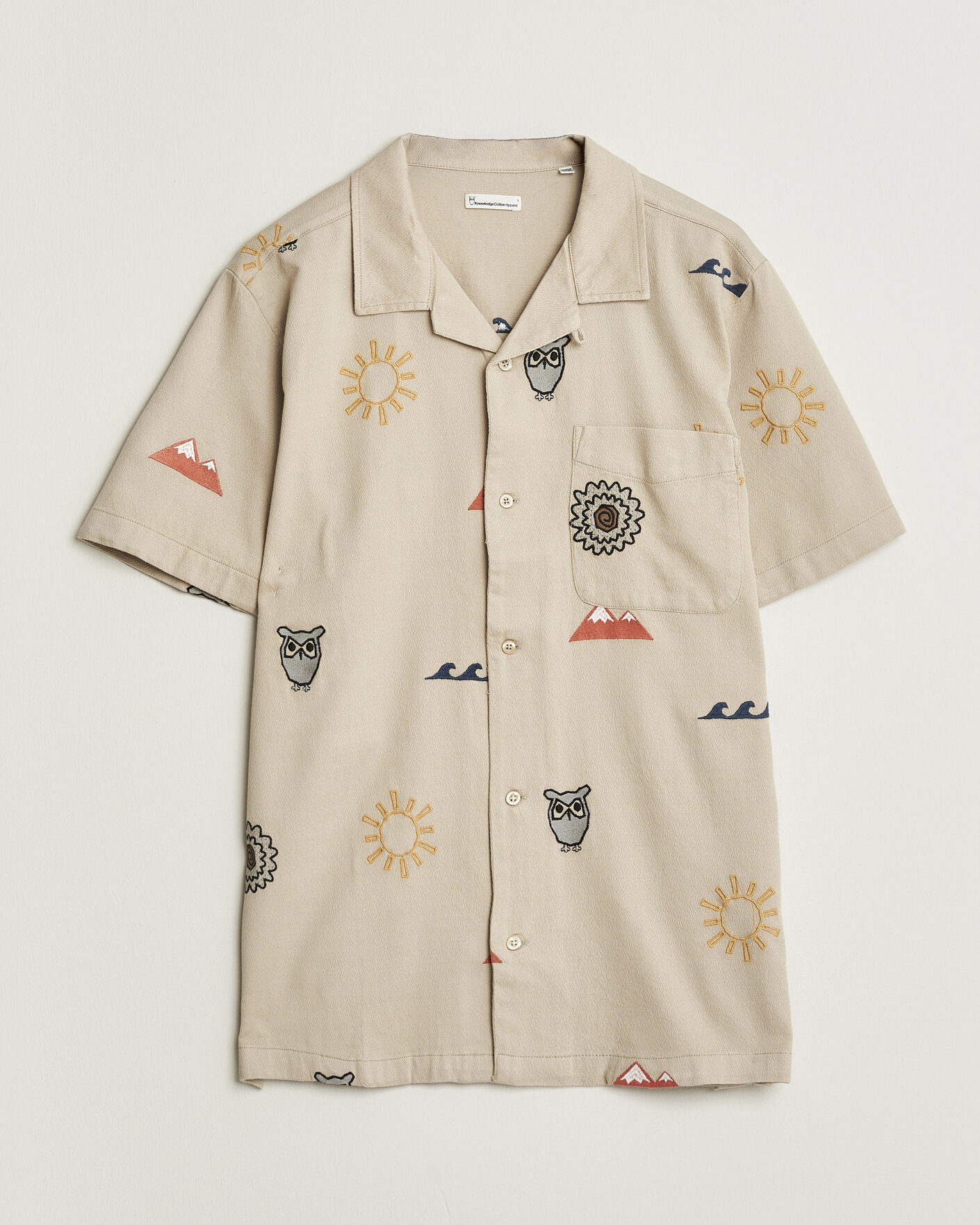 Uomini | Camicie | KnowledgeCotton Apparel | Relaxed Embroidery Shirt Light Feather Grey