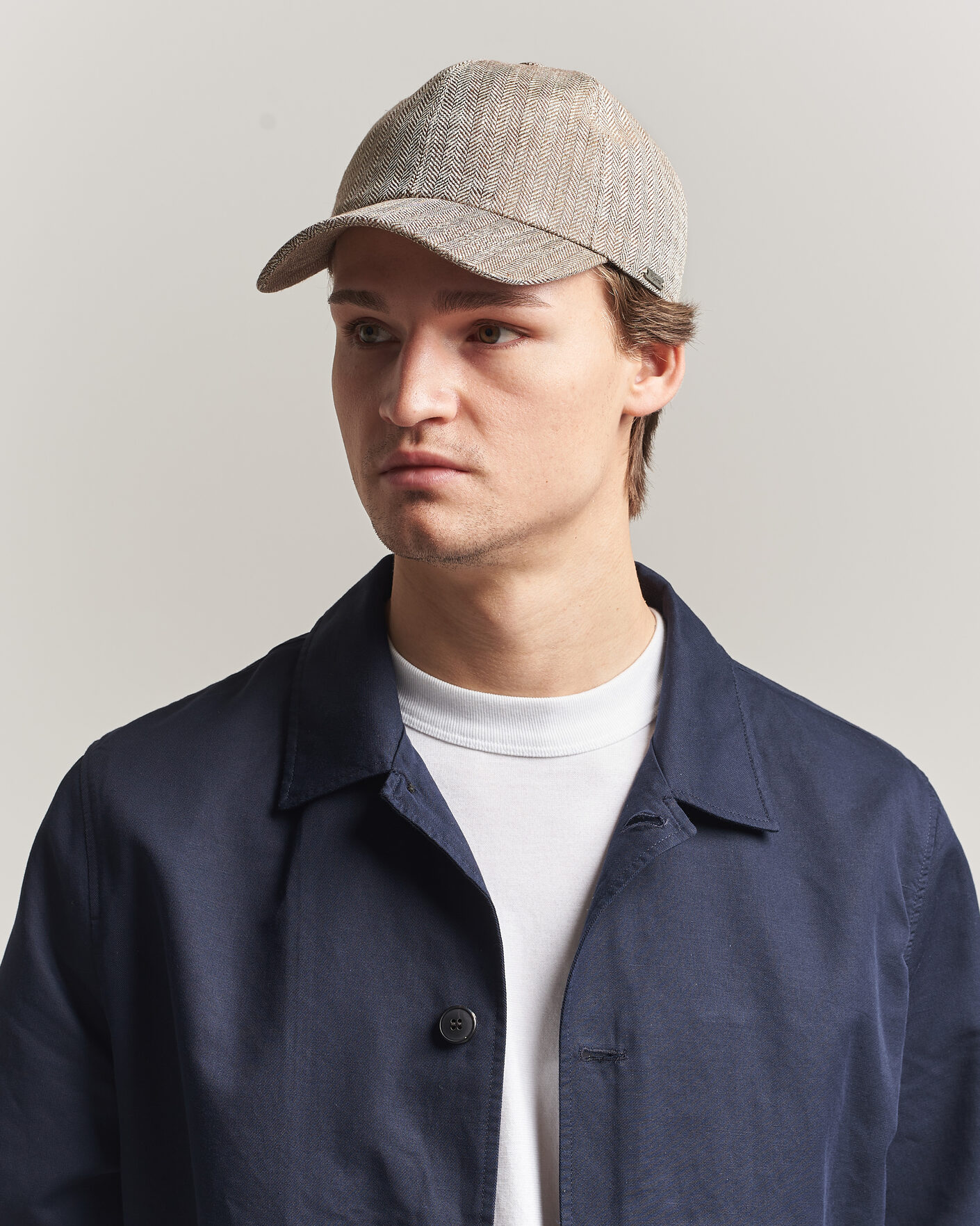 Uomini | Cappelli & Berretti | Wigéns | Baseball Linen Herringbone Cap Brown