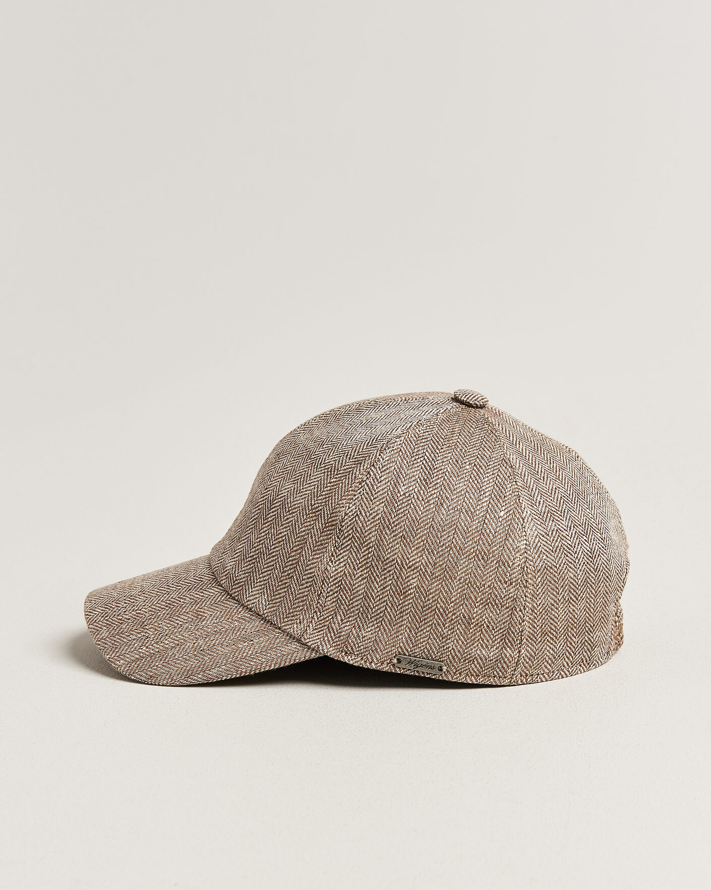 Uomini | Cappelli & Berretti | Wigéns | Baseball Linen Herringbone Cap Brown
