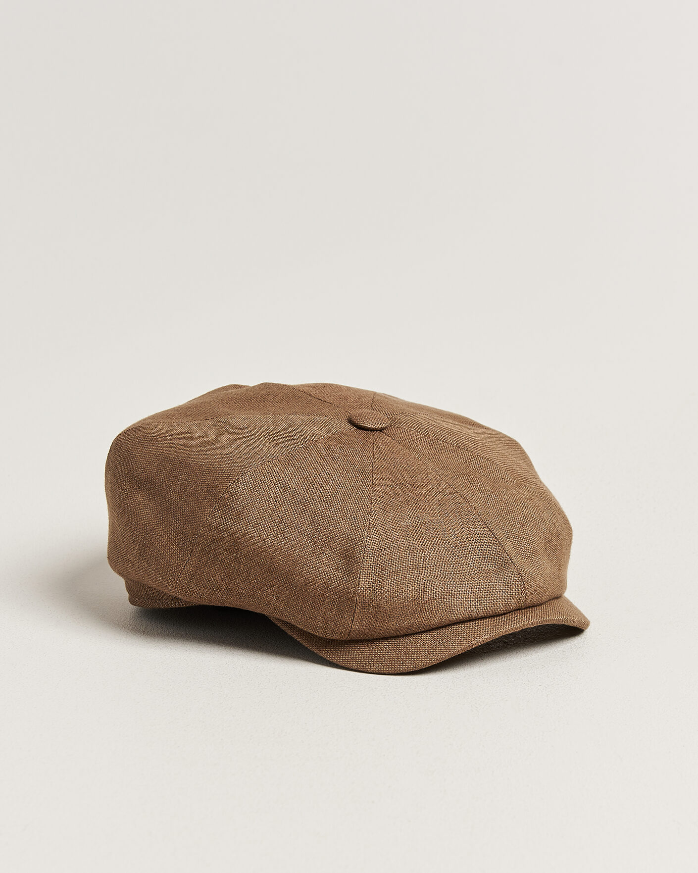 Uomini | Cappelli & Berretti | Wigéns | Newsboy Retro Hopsack Linen Cap Light Brown