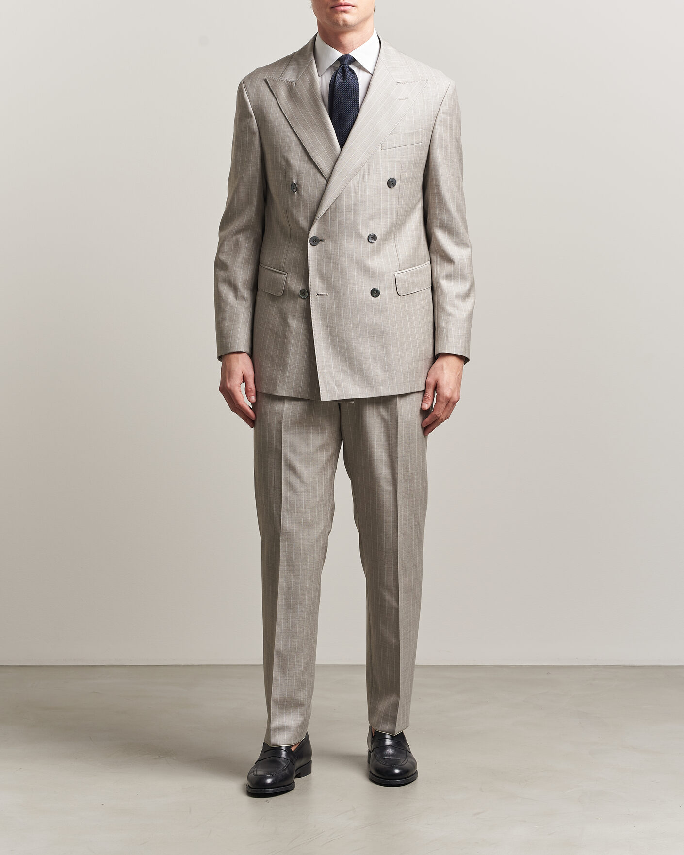 Uomini | Blazers | Oscar Jacobson | Richard Striped Wool Blazer Beige