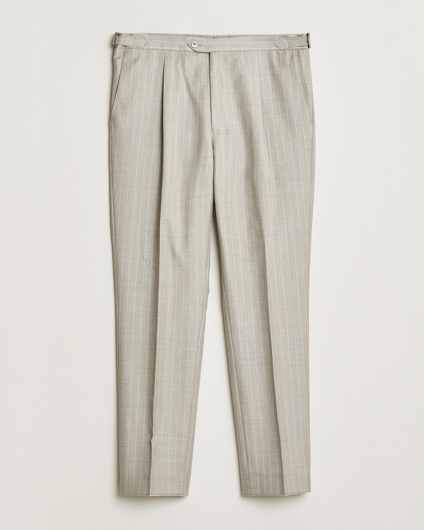 Uomini | Pantaloni | Oscar Jacobson | Delon Striped Wool Trousers Beige