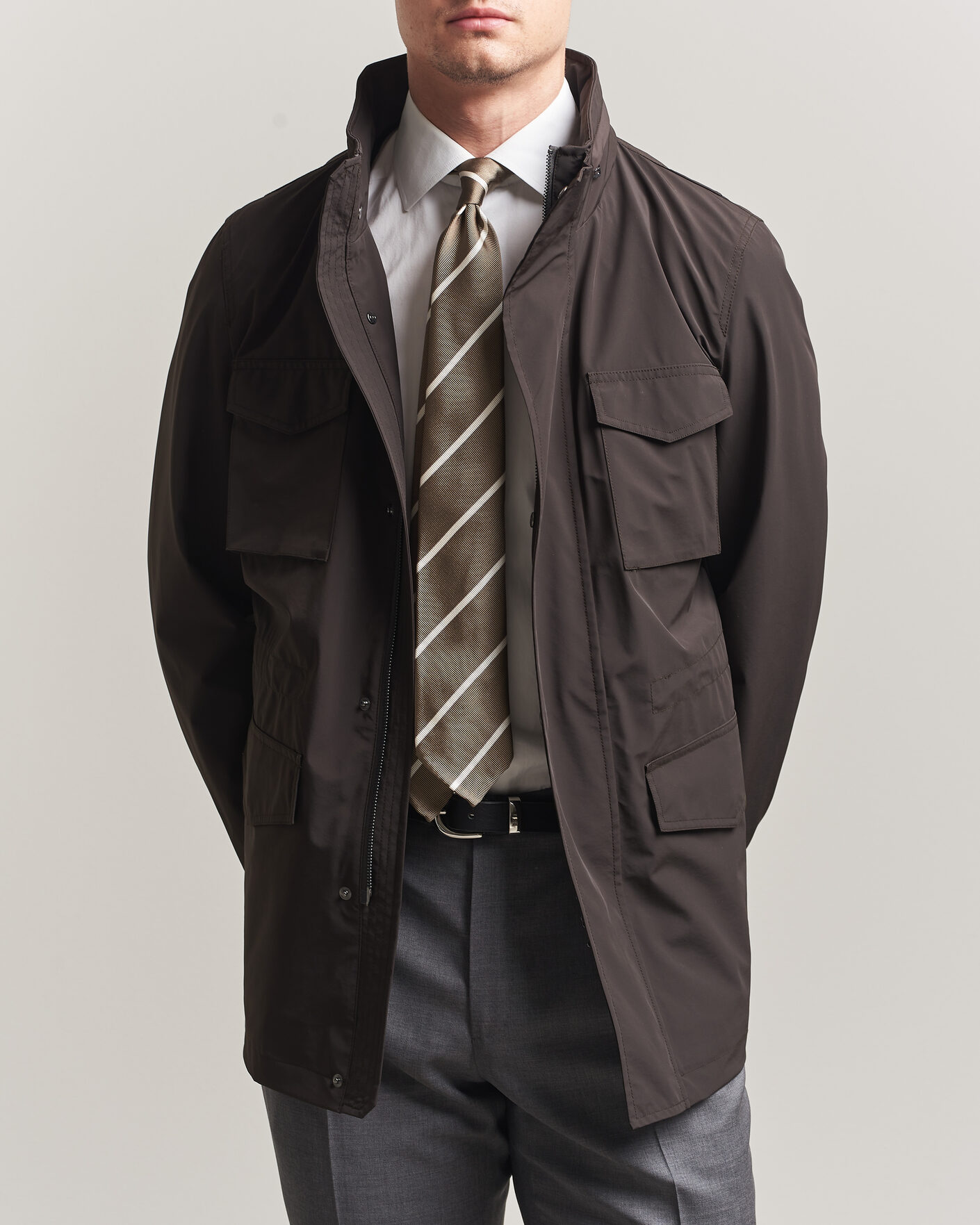Uomini | Giacche | Oscar Jacobson | M65 Nylon Field Jacket Brown