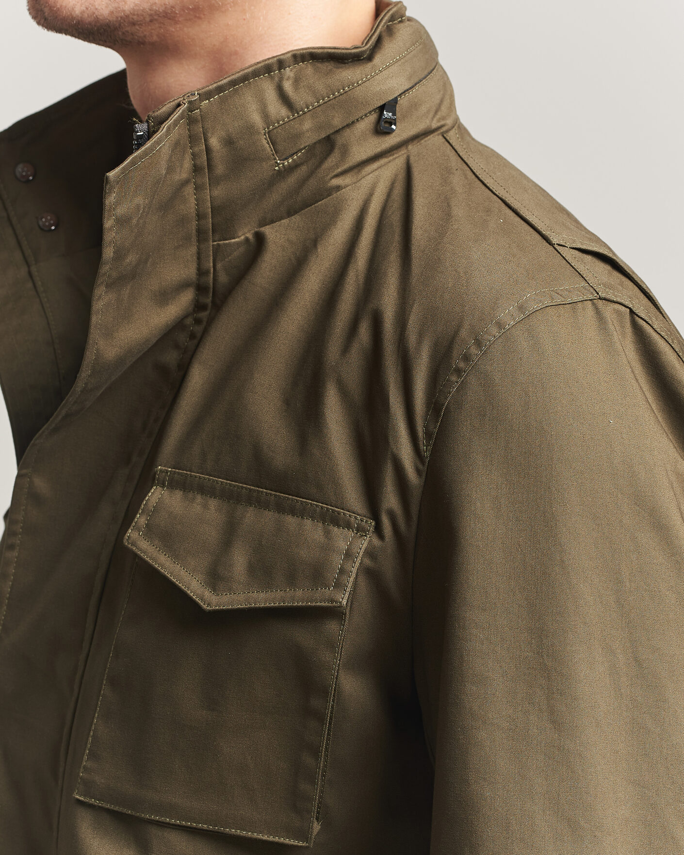 Uomini | Giacche | Oscar Jacobson | M65 Coated Cotton Field Jacket Olive