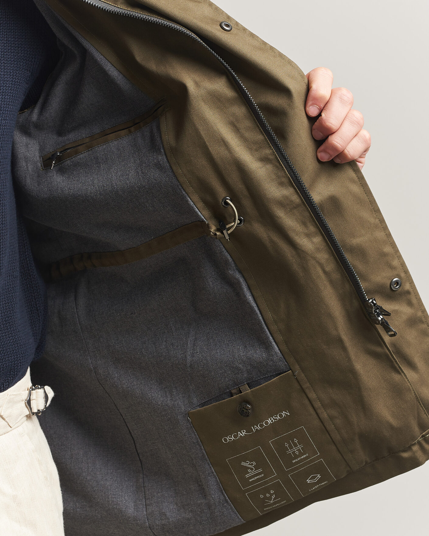 Uomini | Giacche | Oscar Jacobson | M65 Coated Cotton Field Jacket Olive