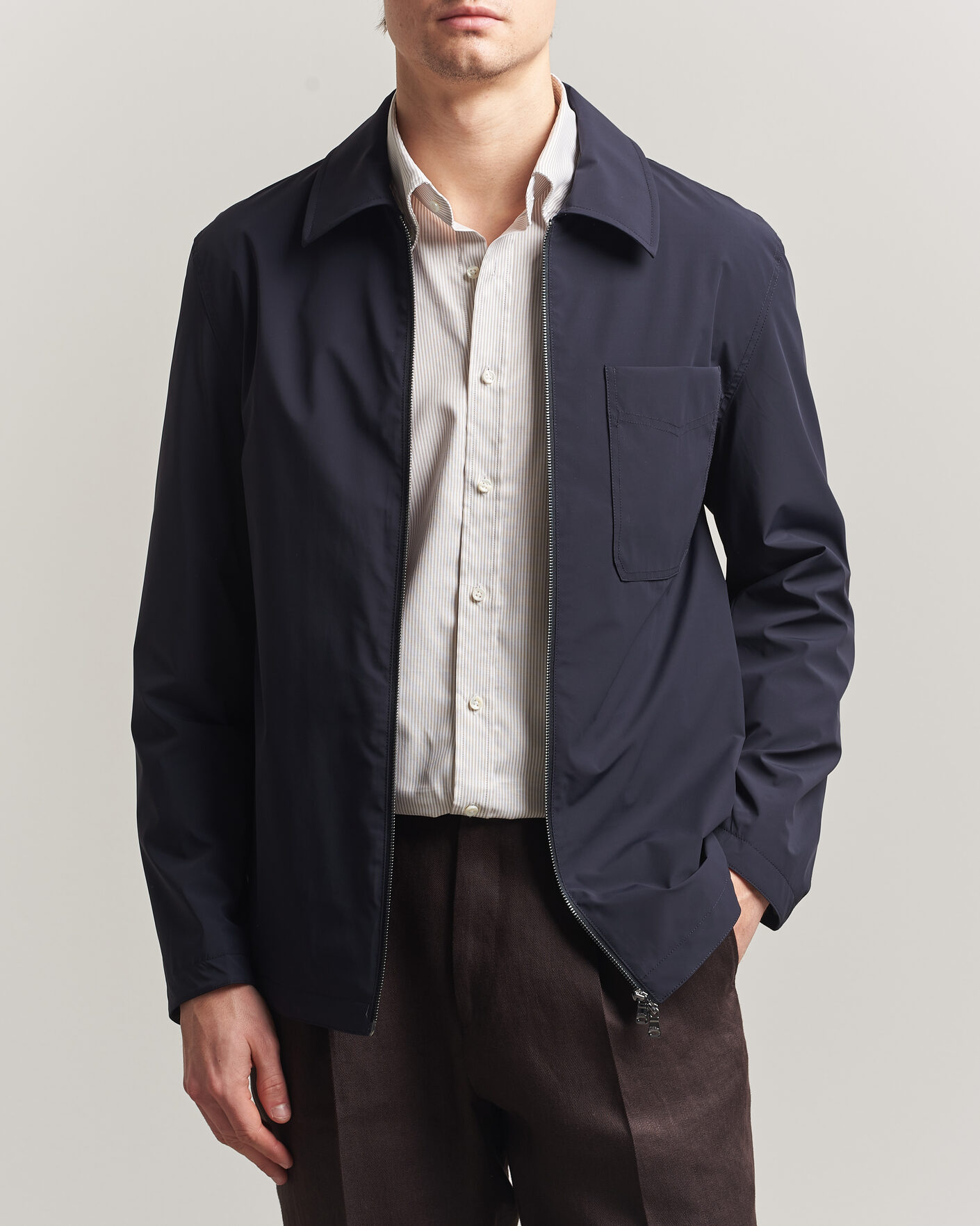 Uomini | Giacche | Oscar Jacobson | Light Zipped Shirt Jacket Navy