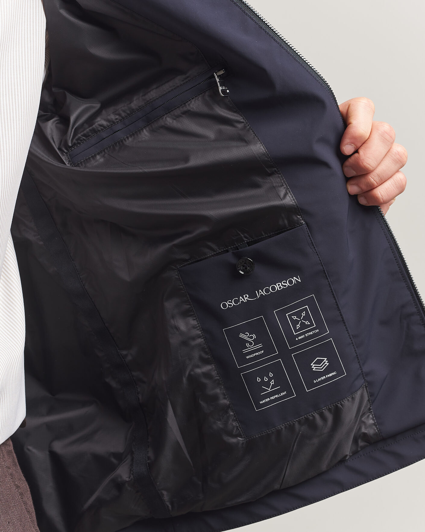 Uomini | Giacche | Oscar Jacobson | Light Zipped Shirt Jacket Navy