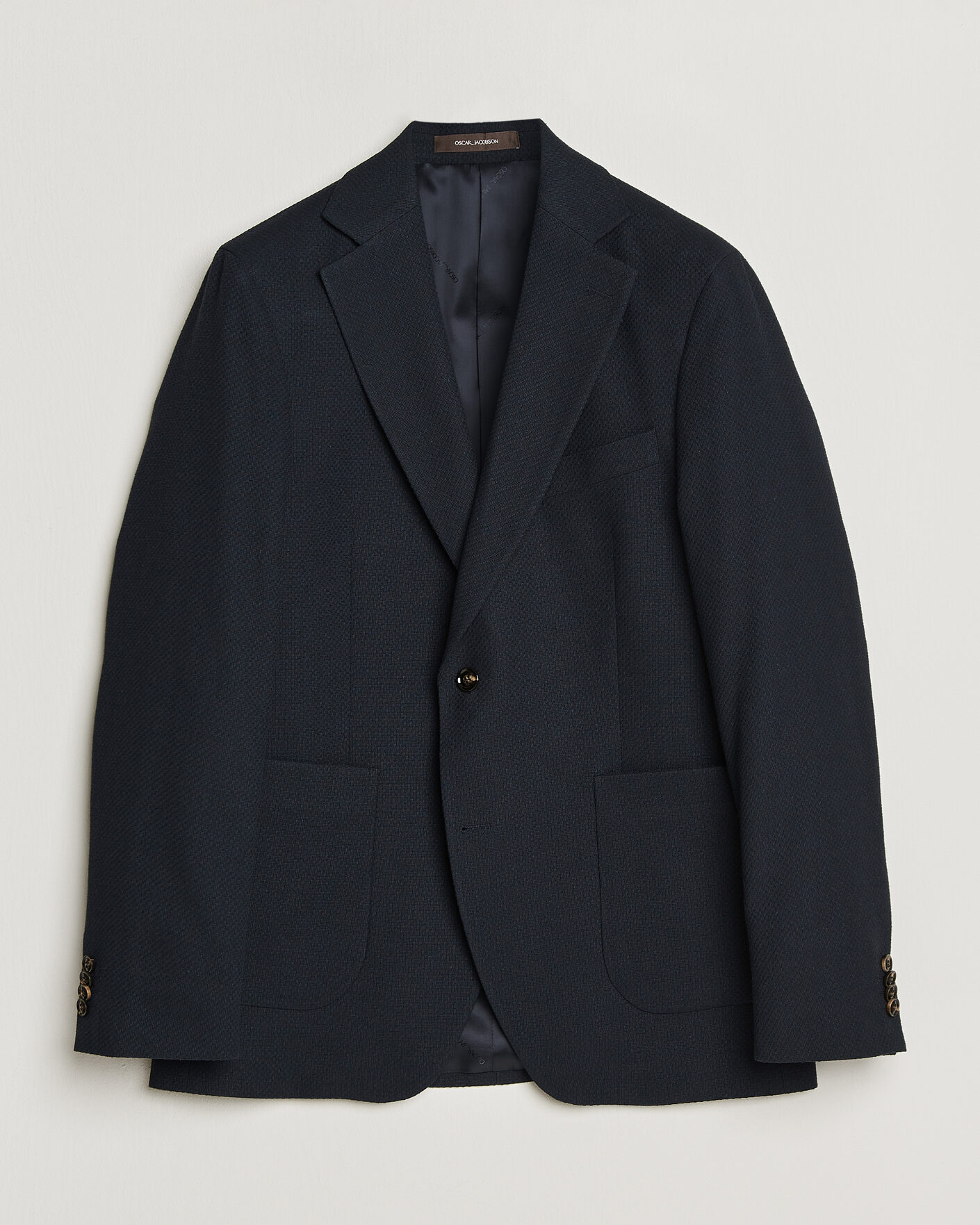 Uomini | Blazers | Oscar Jacobson | Fogerty Patch Structure Cotton Blazer Navy