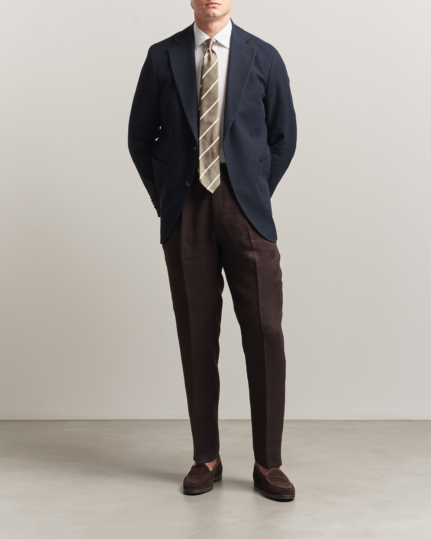 Uomini | Blazers | Oscar Jacobson | Fogerty Patch Structure Cotton Blazer Navy