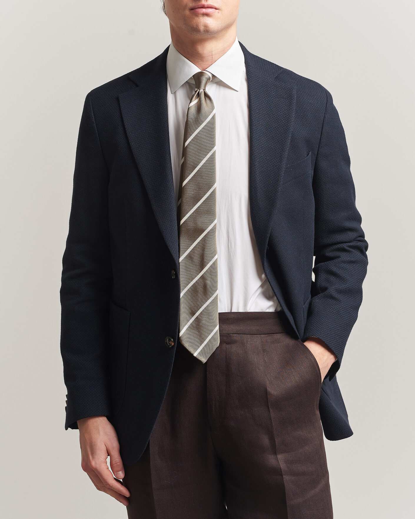 Uomini | Blazers | Oscar Jacobson | Fogerty Patch Structure Cotton Blazer Navy