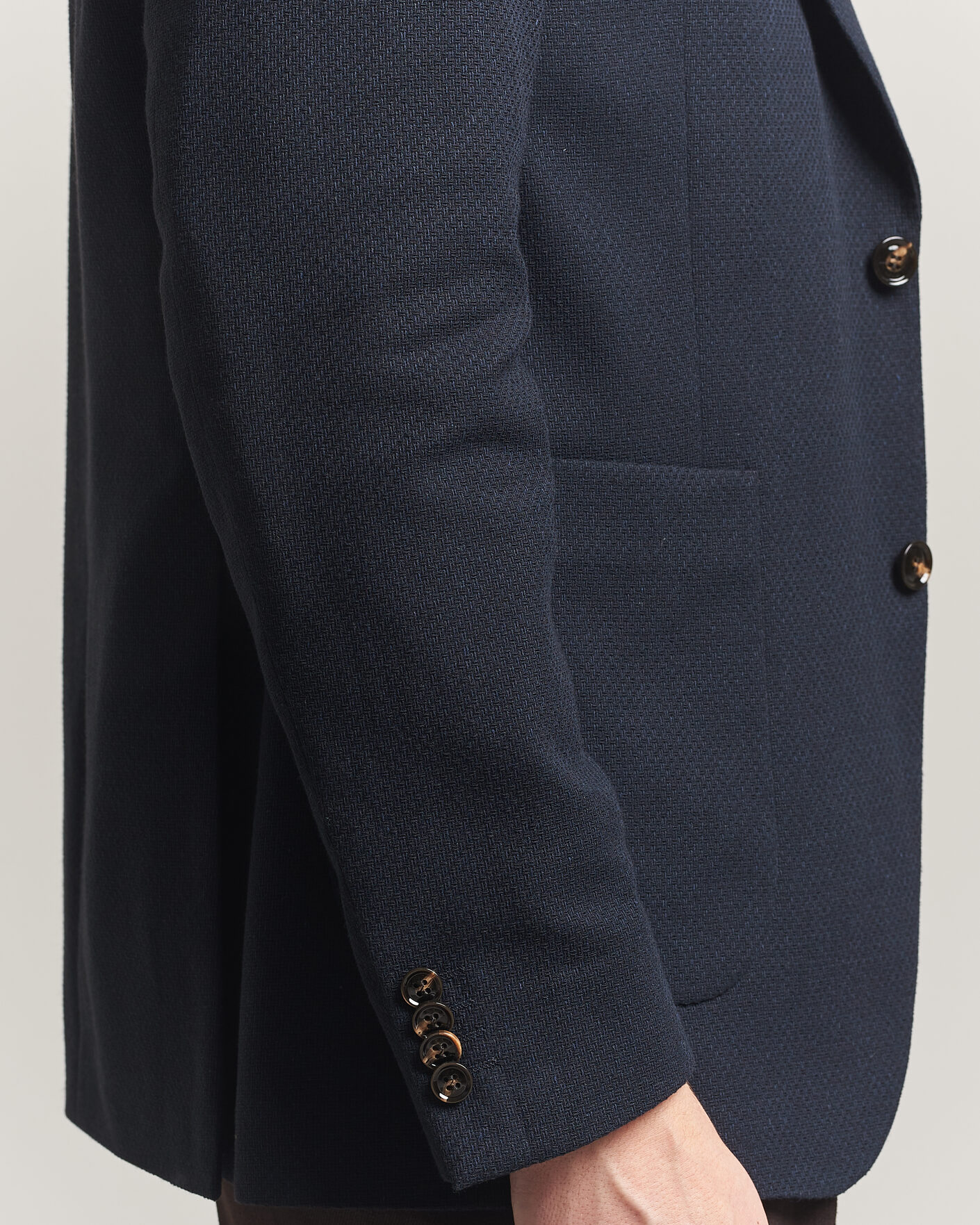 Uomini | Blazers | Oscar Jacobson | Fogerty Patch Structure Cotton Blazer Navy