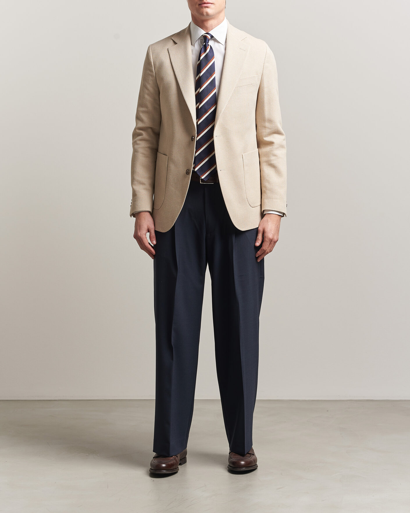 Uomini | Blazers | Oscar Jacobson | Fogerty Patch Structure Cotton Blazer Beige
