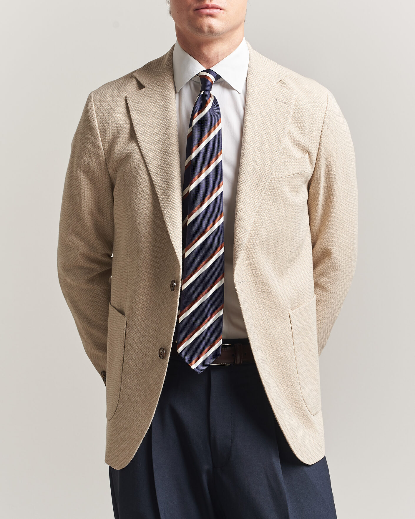Uomini | Blazers | Oscar Jacobson | Fogerty Patch Structure Cotton Blazer Beige