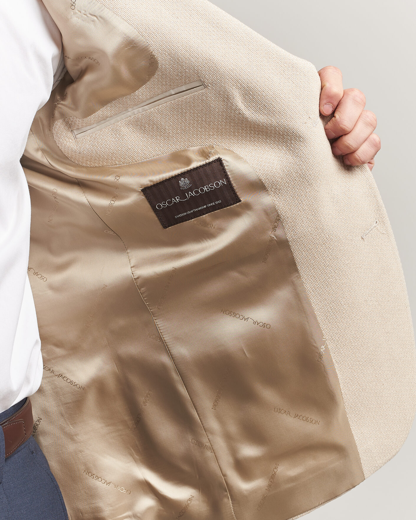 Uomini | Blazers | Oscar Jacobson | Fogerty Patch Structure Cotton Blazer Beige