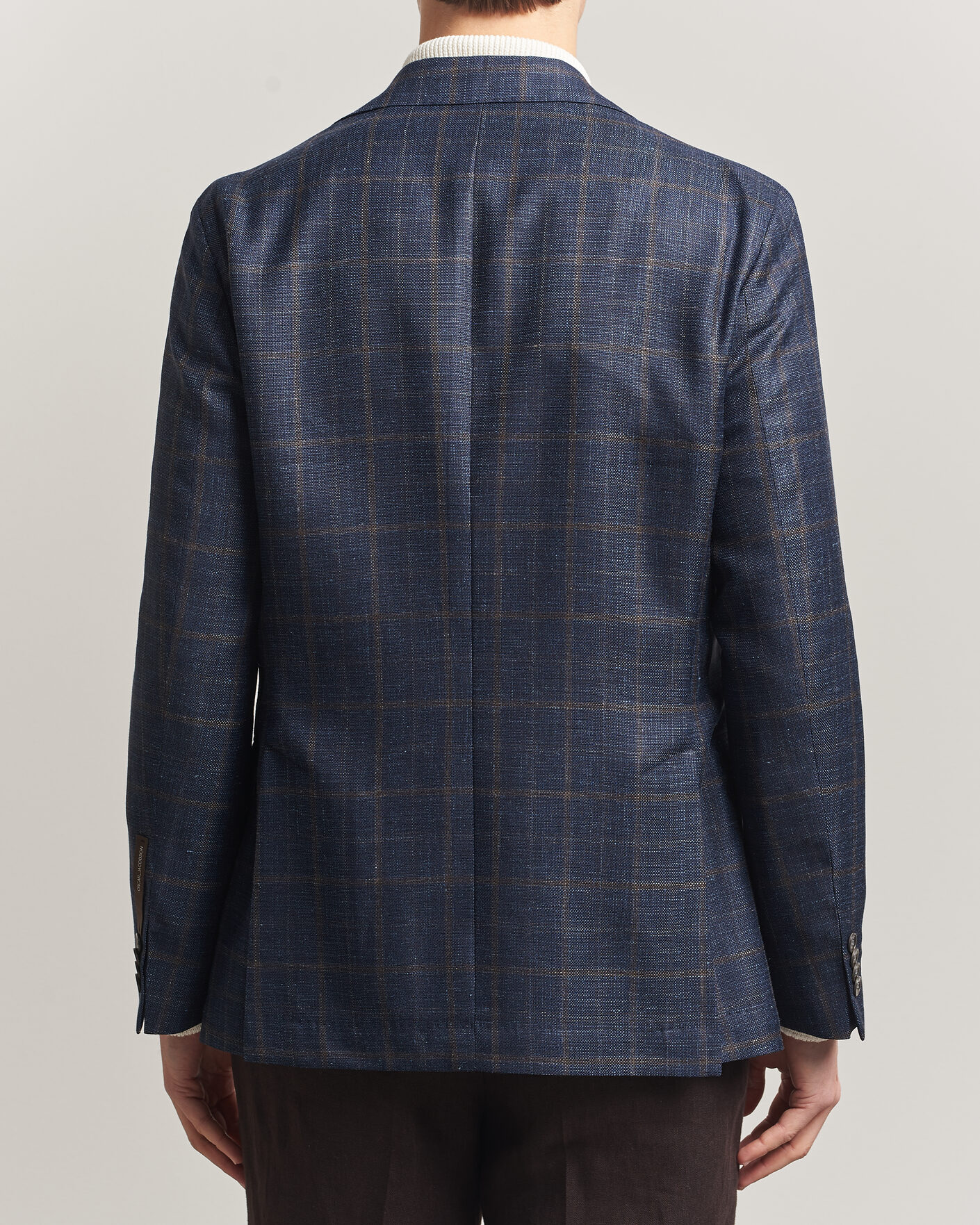 Uomini | Blazers | Oscar Jacobson | Ferry Patch Loro Piana Summertime Checked Blazer Navy