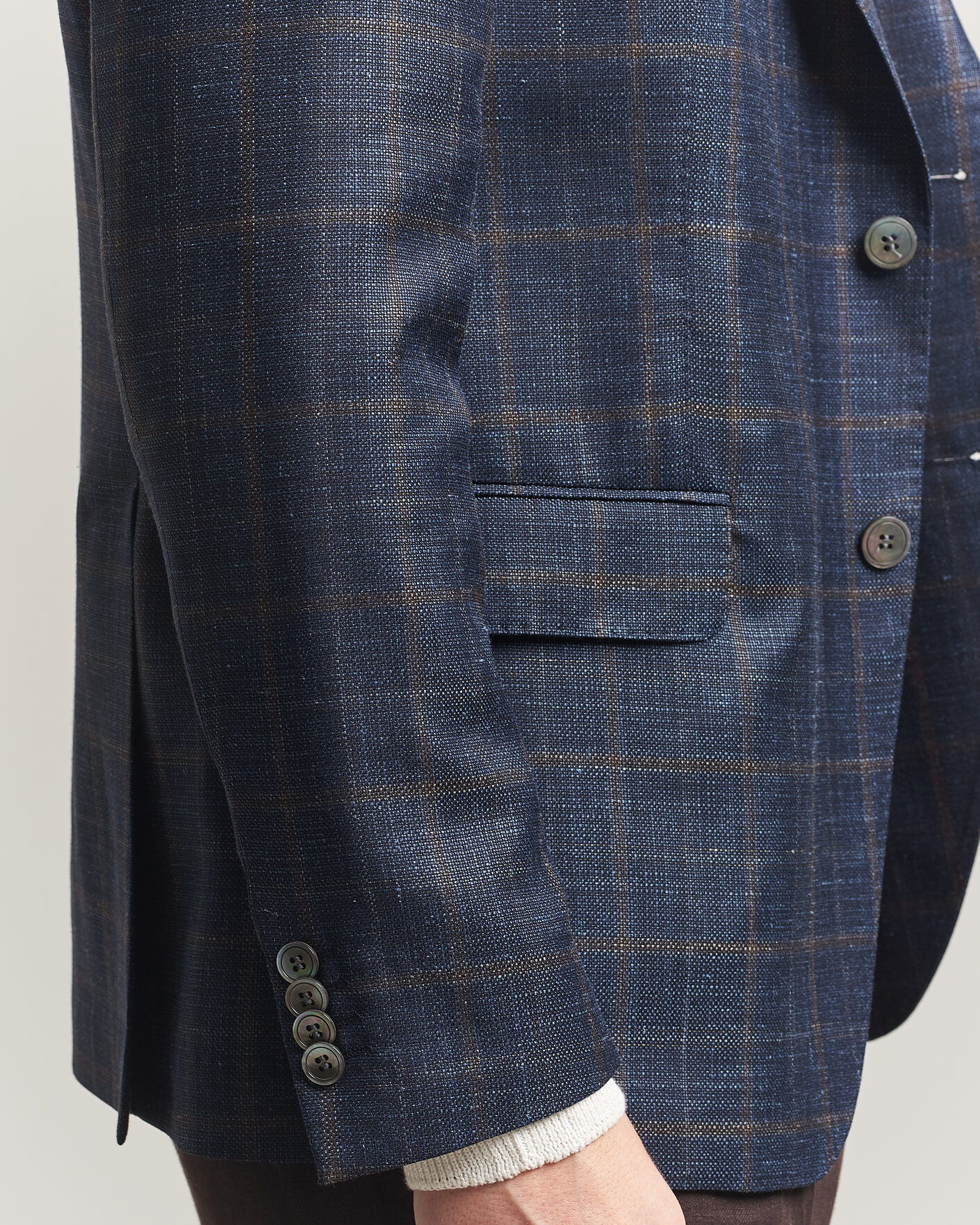 Uomini | Blazers | Oscar Jacobson | Ferry Patch Loro Piana Summertime Checked Blazer Navy