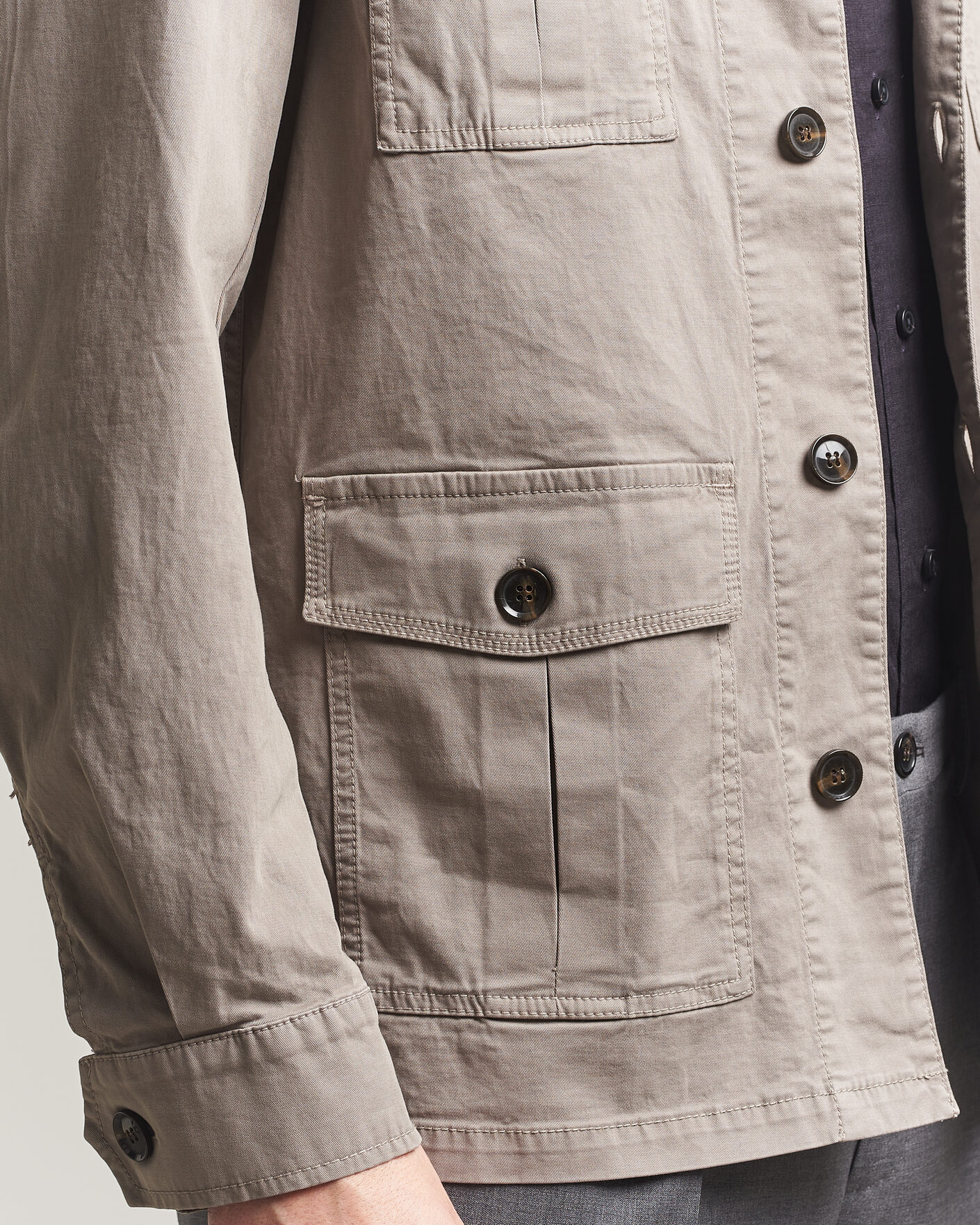 Uomini | Camicie | Oscar Jacobson | Safari Cotton Shirt Jacket Grey