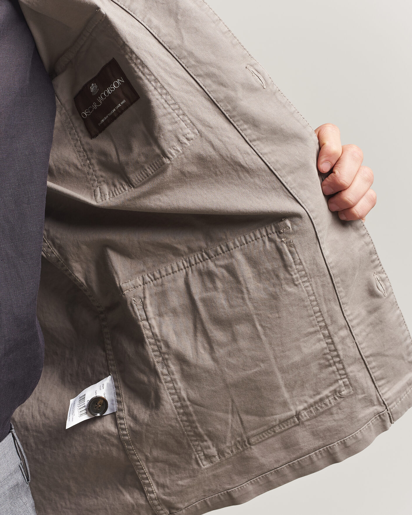 Uomini | Camicie | Oscar Jacobson | Safari Cotton Shirt Jacket Grey