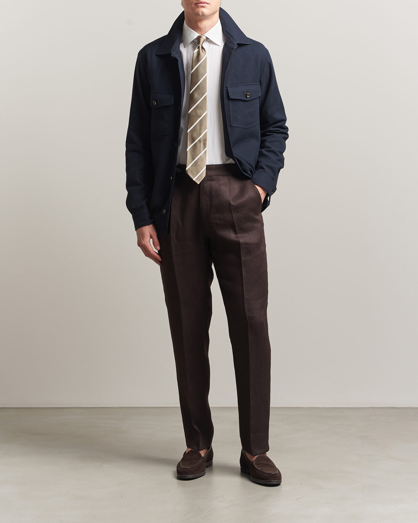 Uomini | Camicie | Oscar Jacobson | Magnus Structure Cotton Overshirt Navy