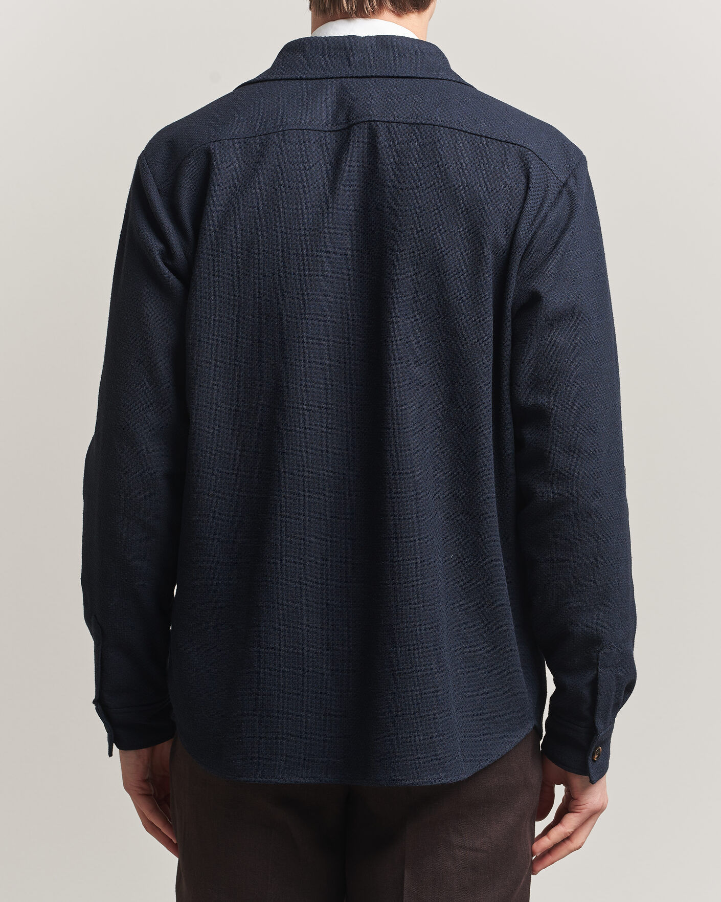 Uomini | Camicie | Oscar Jacobson | Magnus Structure Cotton Overshirt Navy