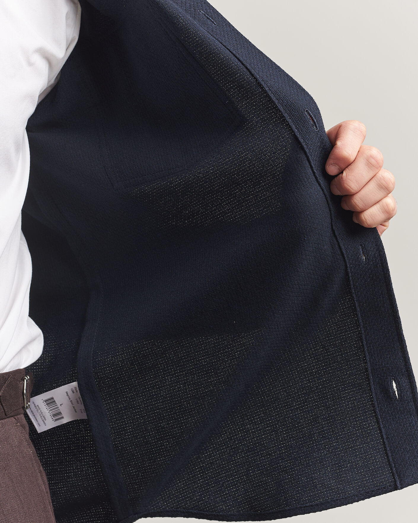 Uomini | Camicie | Oscar Jacobson | Magnus Structure Cotton Overshirt Navy