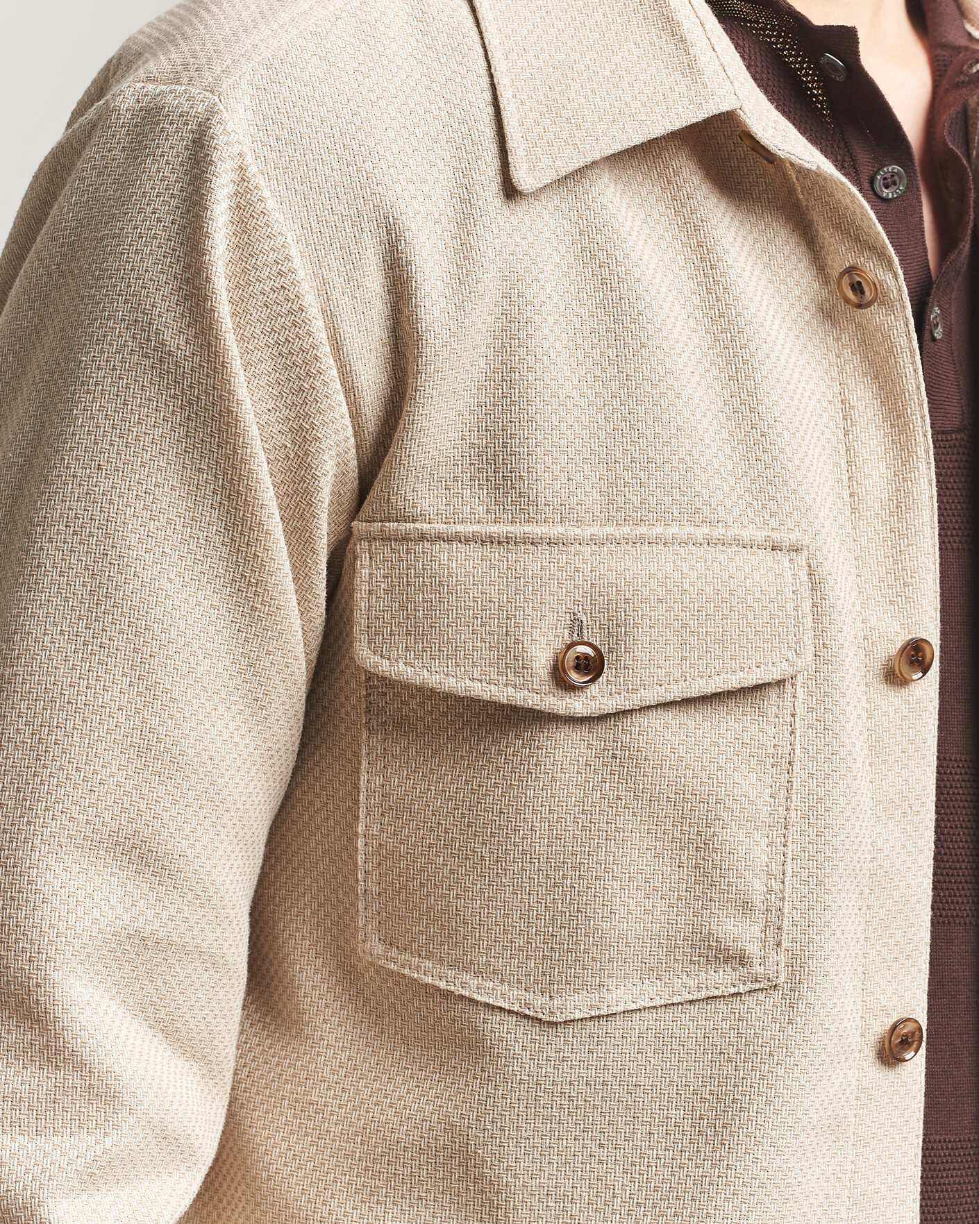 Uomini | Camicie | Oscar Jacobson | Magnus Structure Cotton Overshirt Beige