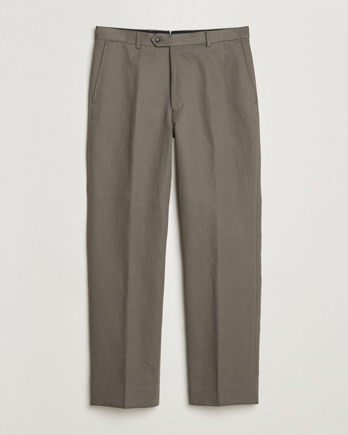 Uomini | Pantaloni | Oscar Jacobson | Del Cotton/Linen Trousers Olive