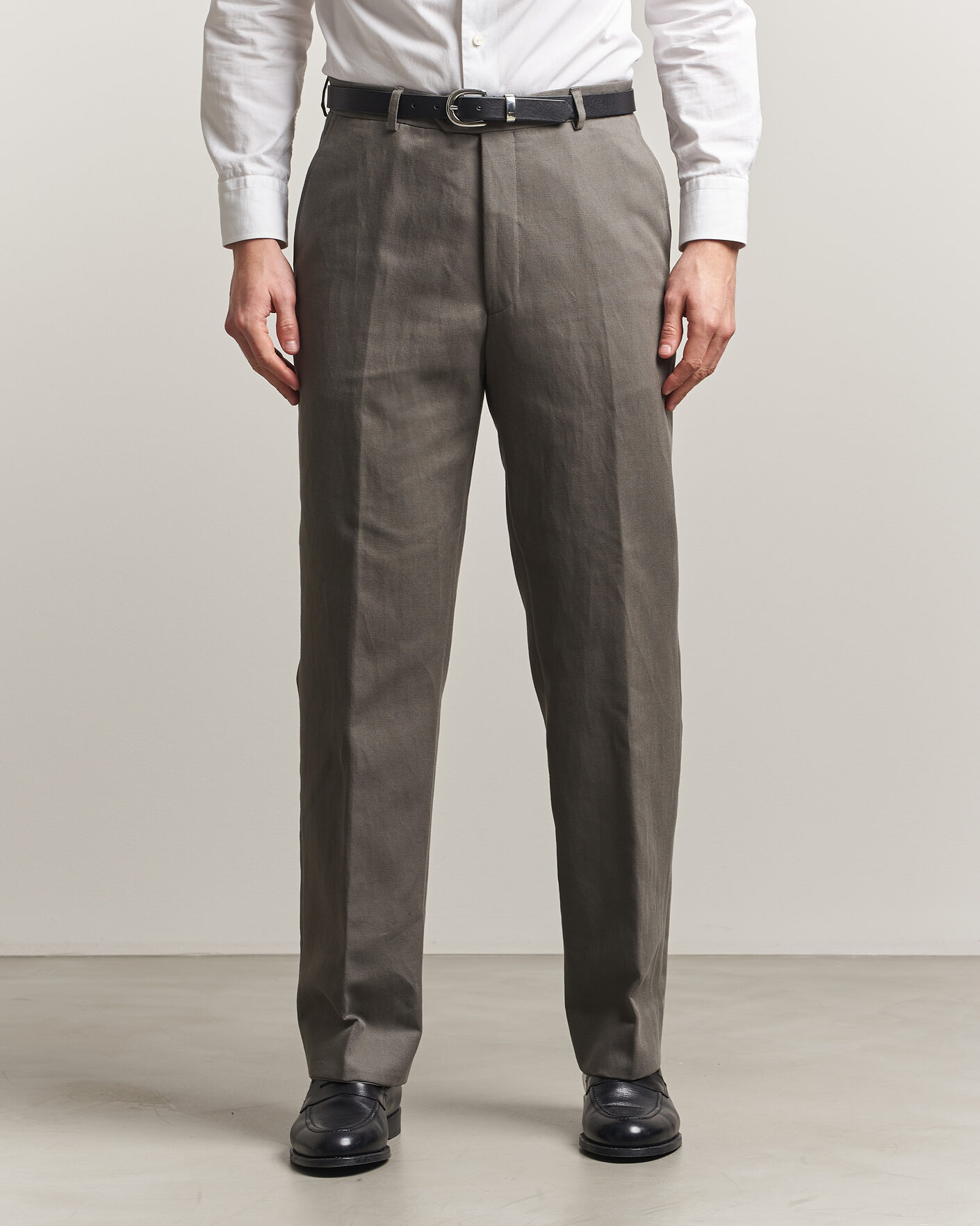 Uomini | Pantaloni | Oscar Jacobson | Del Cotton/Linen Trousers Olive