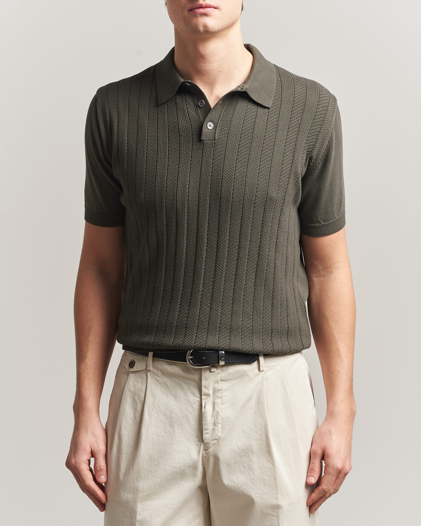 Uomini | Polo | Oscar Jacobson | Barto Structured Cotton Polo Green