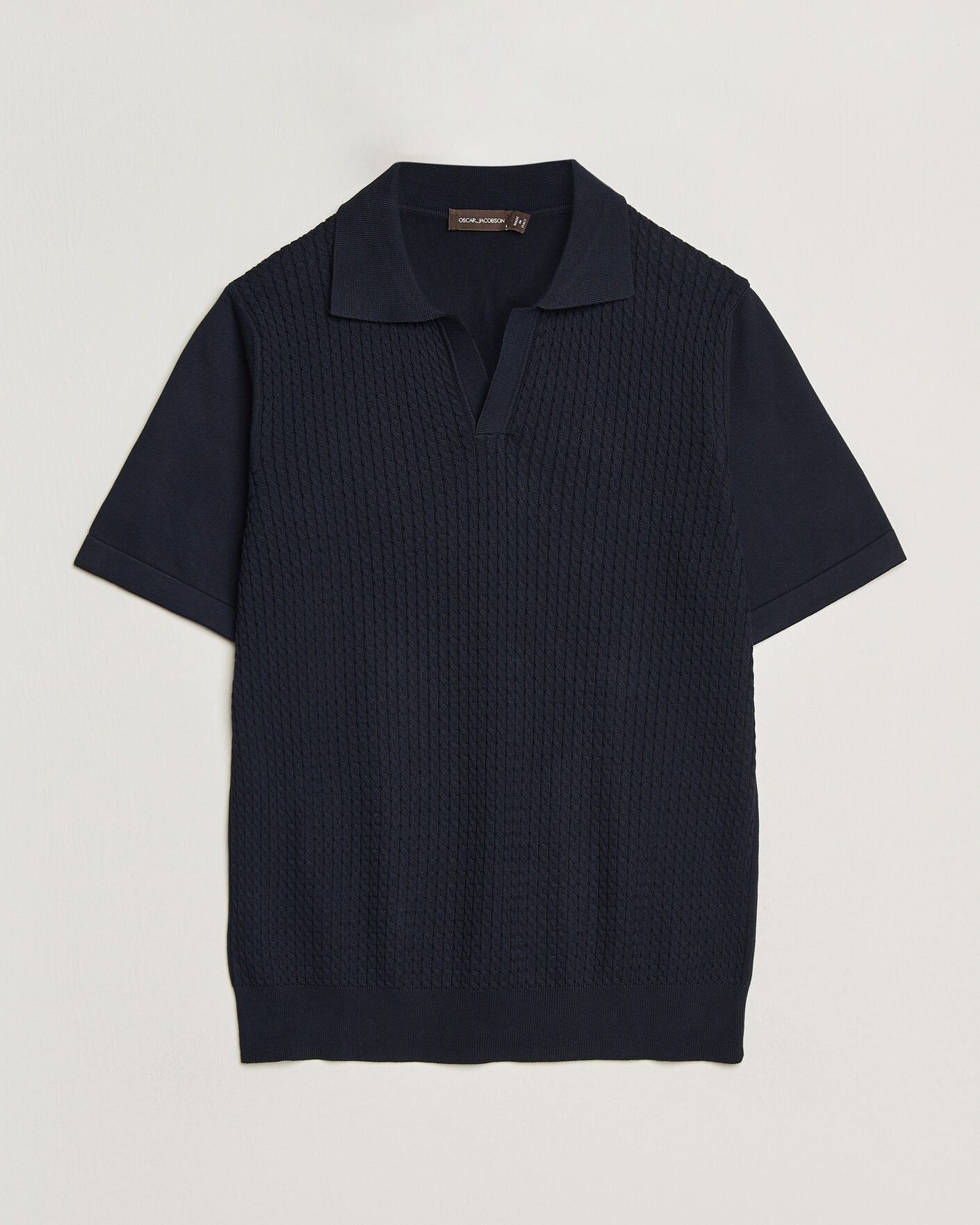 Uomini | Polo | Oscar Jacobson | Alf Structured Cotton Polo Navy