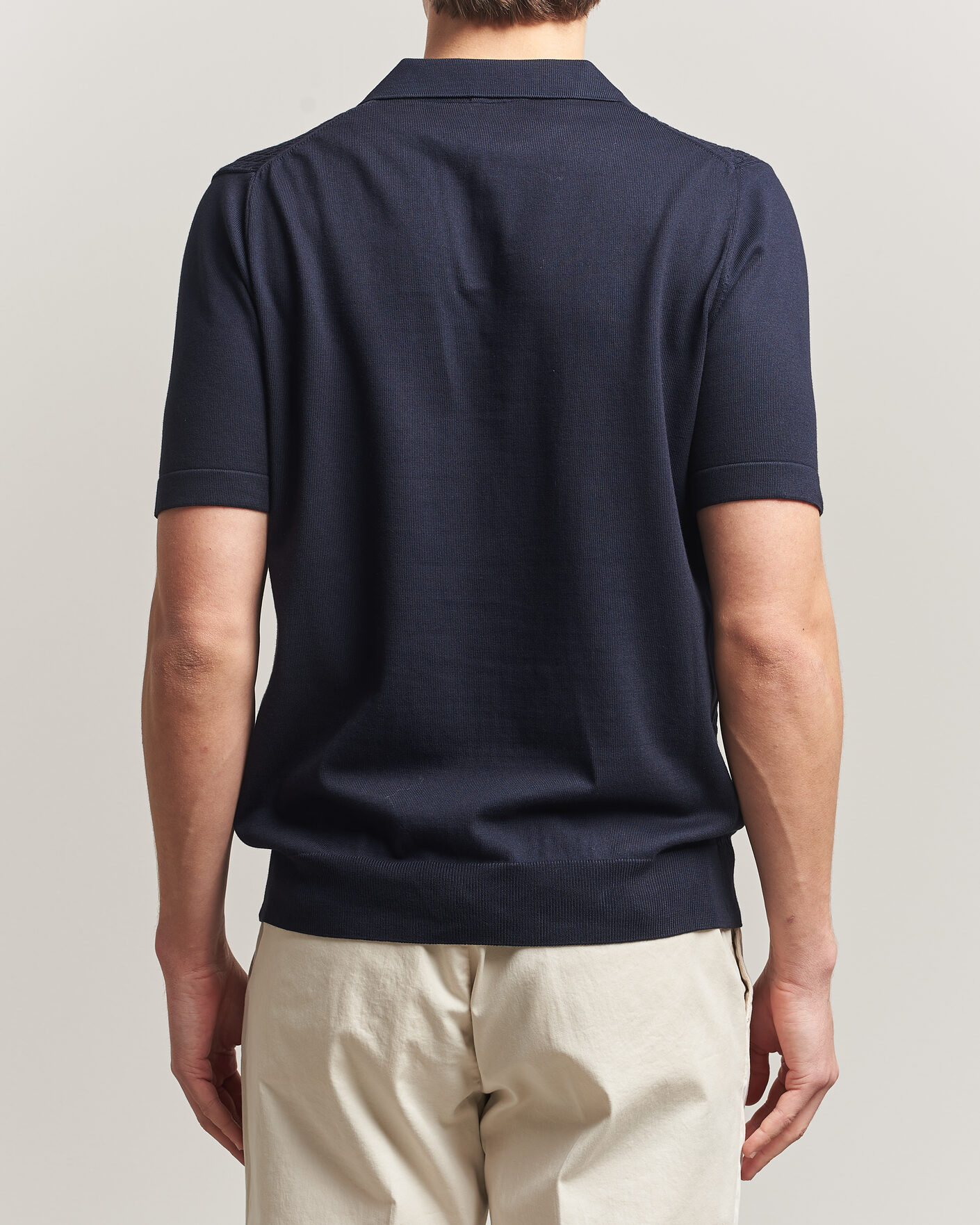 Uomini | Polo | Oscar Jacobson | Alf Structured Cotton Polo Navy