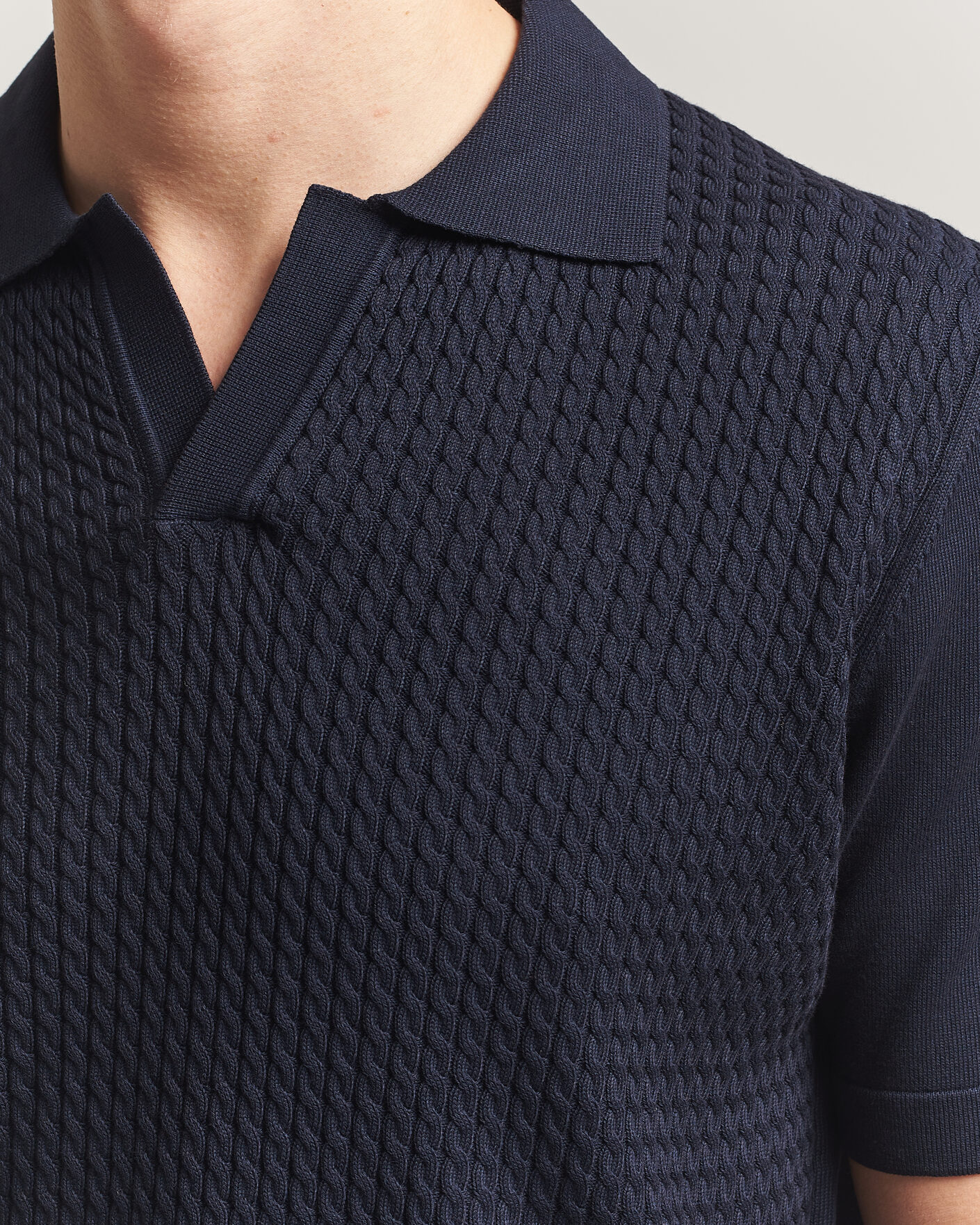 Uomini | Polo | Oscar Jacobson | Alf Structured Cotton Polo Navy